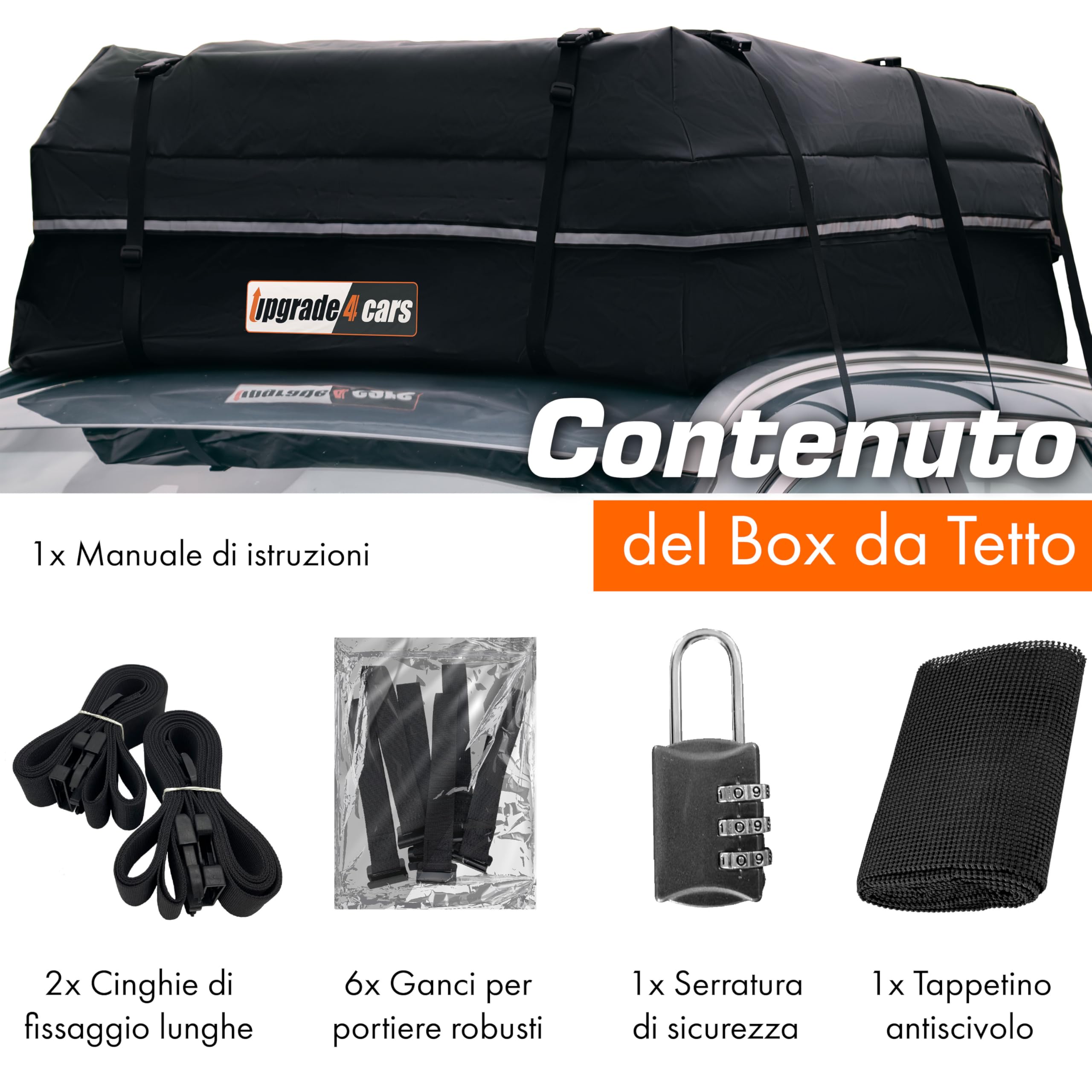 Box Da Tetto Auto Upgrade4cars 566L - Borsa Impermeabile Universale Per Portapacchi, Pieghevole E Super Spaziosa - Foto 9