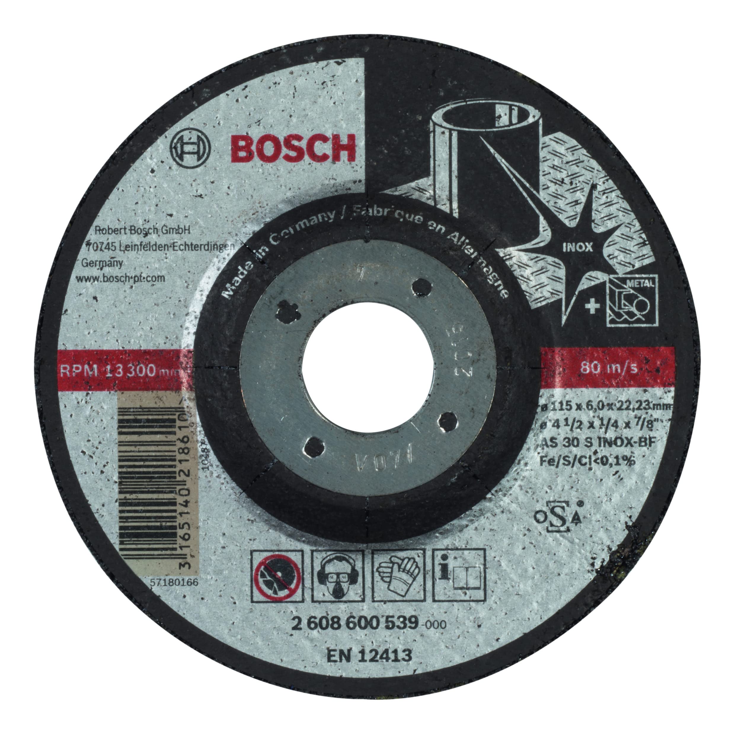 Bosch Disque abrasif PRO Stainless Steel Longlife Pour petite meuleuse angulaire et alésage 22,23 mm