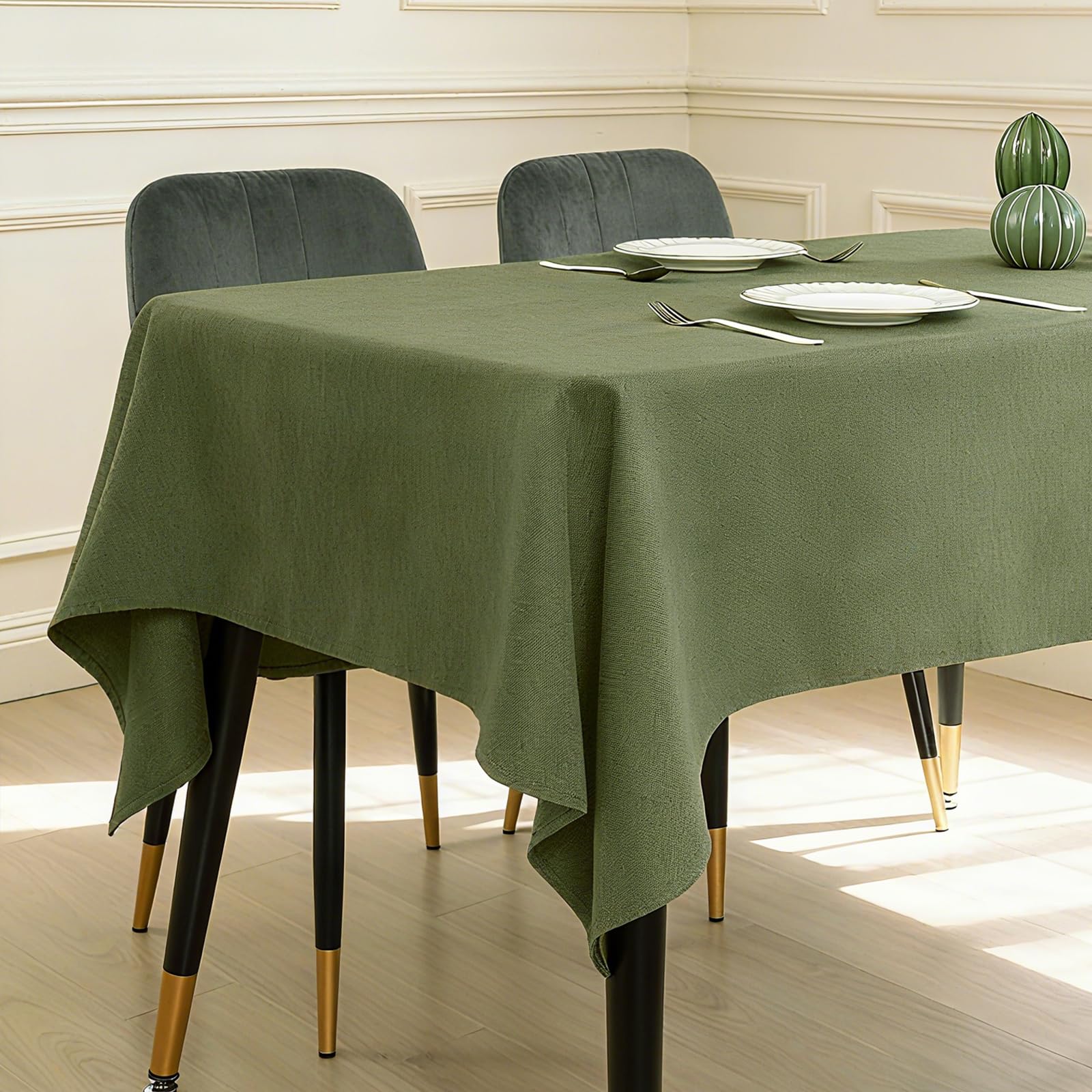 BALCONY & FALCON Rectangular Table Cloth, Faux Linen Tablecloth, Wipe Clean