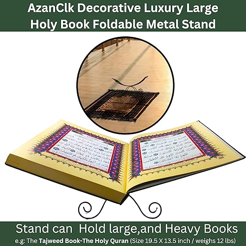Miniatura 6 de AzanClk Soporte decorativo de metal para libros de texto grandes, Biblia, Corán, Geeta y otros libros sagrados o revistas (negro)