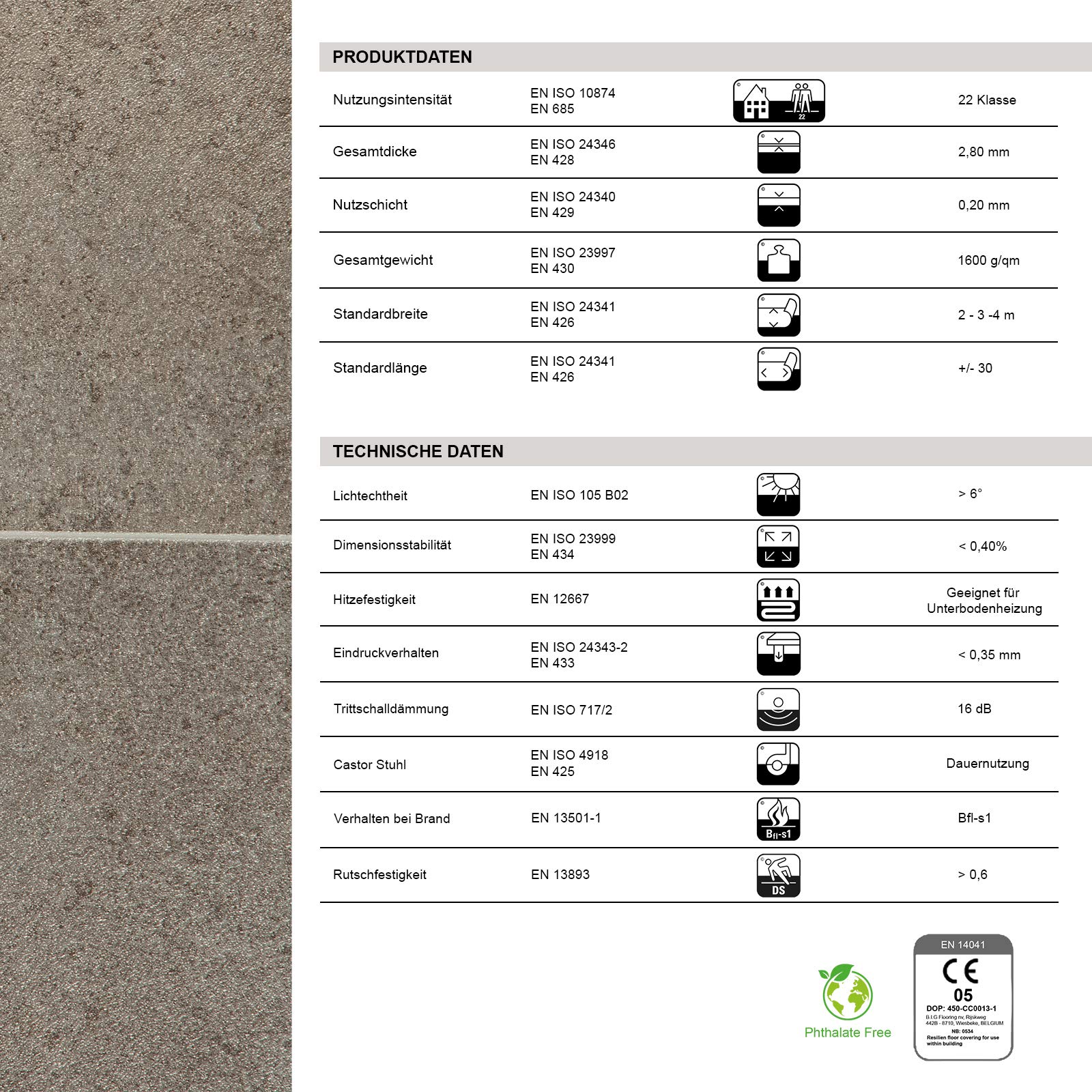 casa pura Revestimiento de Suelo de PVC – Película de Vinilo para Muebles y Suelos – Adhesivo de Efecto Madera – Suelo de PVC – Rollo Antideslizante (Aspecto de baldosas Topo – 200 x 350 cm)