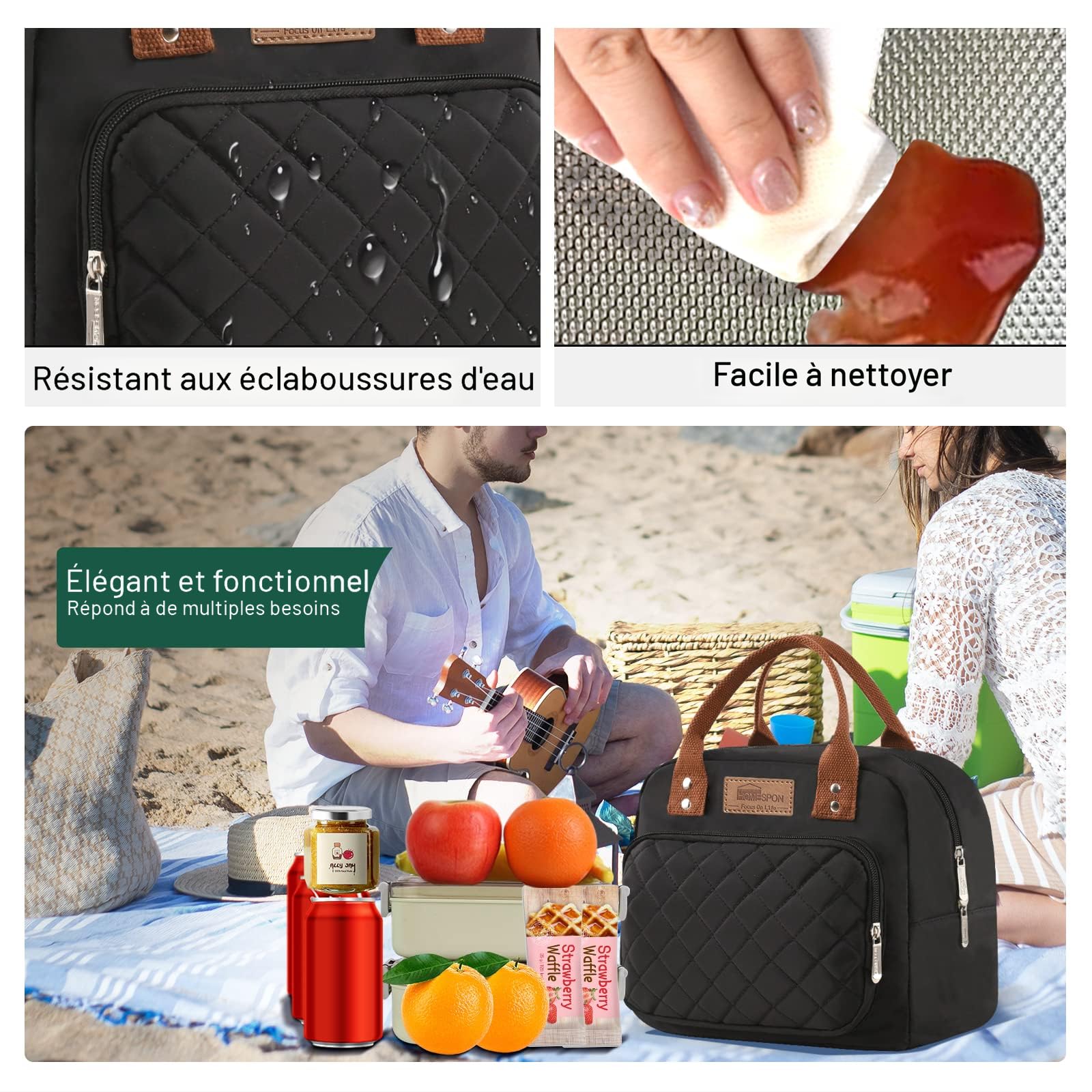 Sacs à Lunch Tour Eiffel Pour Femme Garçon Et Fille, Boîte Isolée Réutilisable, Convient Pour Voyage, Travail, Pique-Nique, Plage, Bureau, Glacière