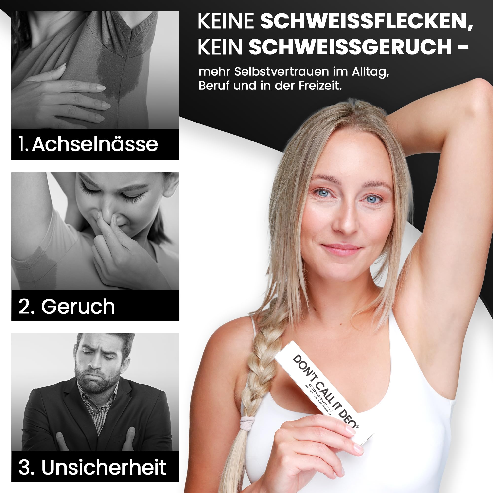 DON'T CALL IT DEO Antitranspirant Fluid 50 ml gegen starkes Schwitzen unter den Achseln – 5-Tage-Schutz gegen Schweiß und Geruch – für Damen und Herren – 1er Pack