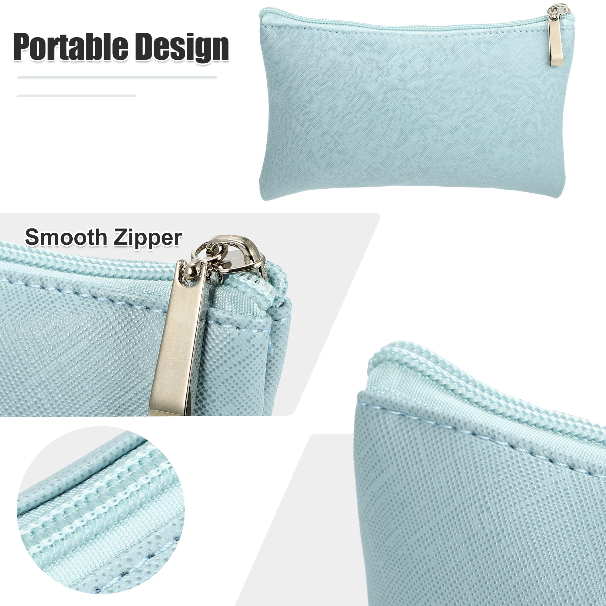 VOCOSTE Travel Makeup Bag, Makeup Brush Holder Light Blue, PU Leather, S - Image 3