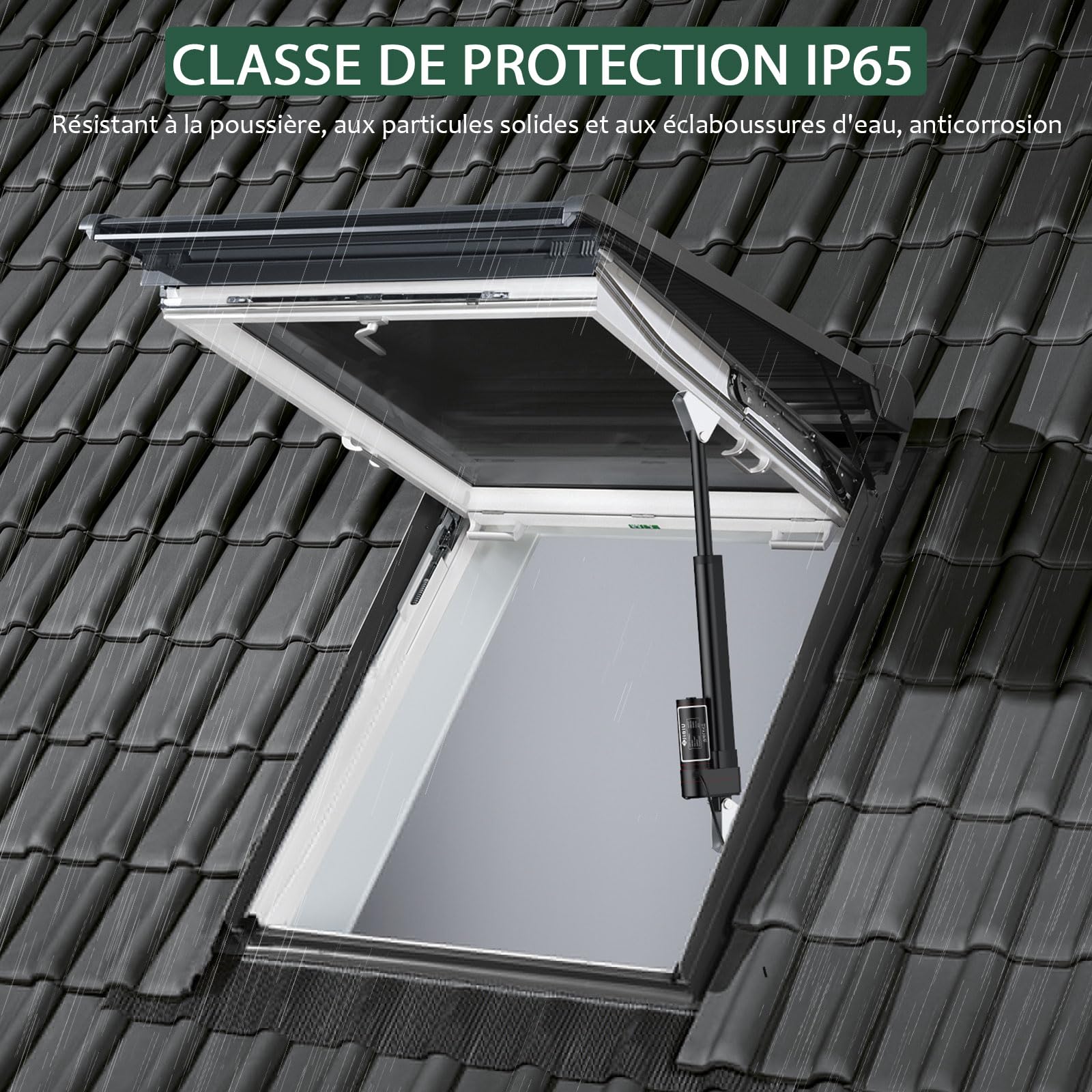 JiGiU Actionneur Linéaire 12V 3000N, Course 200mm Vérin Électrique Auto-bloquant IP65, 5mm/s avec Supports, pour Domotique/Ouvre-porte/Ouvre-fenêtre/Machines - Noir