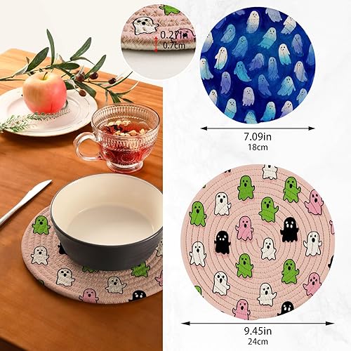 Miniatura 148 de Trivets for Hot Dishes Pots and Pans 2 PC Pot Holders Heat Resistant Cotton Round Potholders for Kitchen Countertop Decorative Autumn Maple Leaves