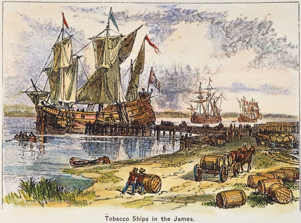 Amazon.com: Tobacco Ships 1600S Nenglish Tobacco Ships Loading In The James  River Virginia In The 17Th Century Colored Engraving 19Th Century Poster  Print by (24 x 36): Posters & Prints