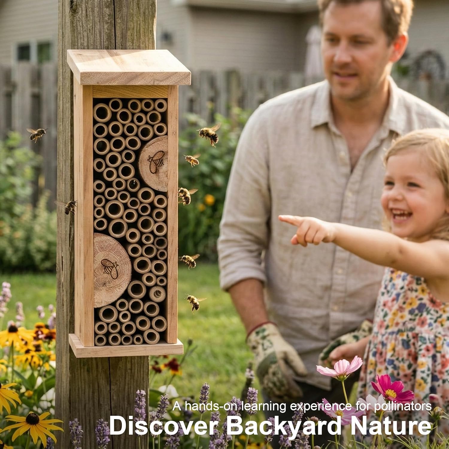 Bird House Bee Hive Wooden Insects House Hanging Bamboo Insect Hotels for Outdoor Garden Decorative