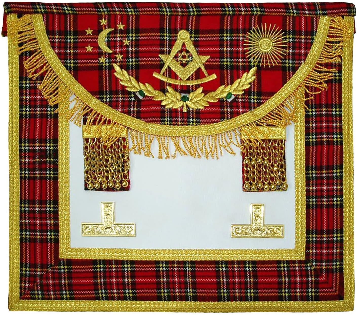 BRICKS MASONS Past Master Craft Scottish Regulation Apron - Stripped Red