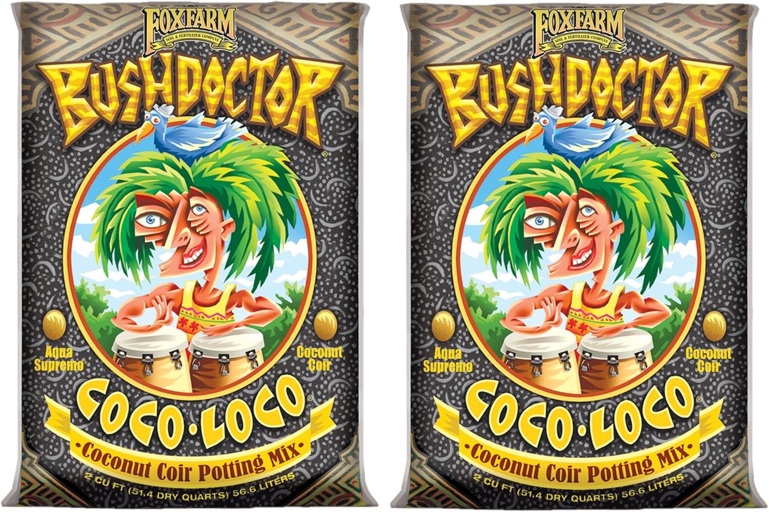 FoxFarm Bush Doctor Coco Loco Potting Mix, 2cu ft - Extends Your Watering Schedule, Triple-Washed to Reduce Salt Content - Perfect for Cultivating Healthy Plants