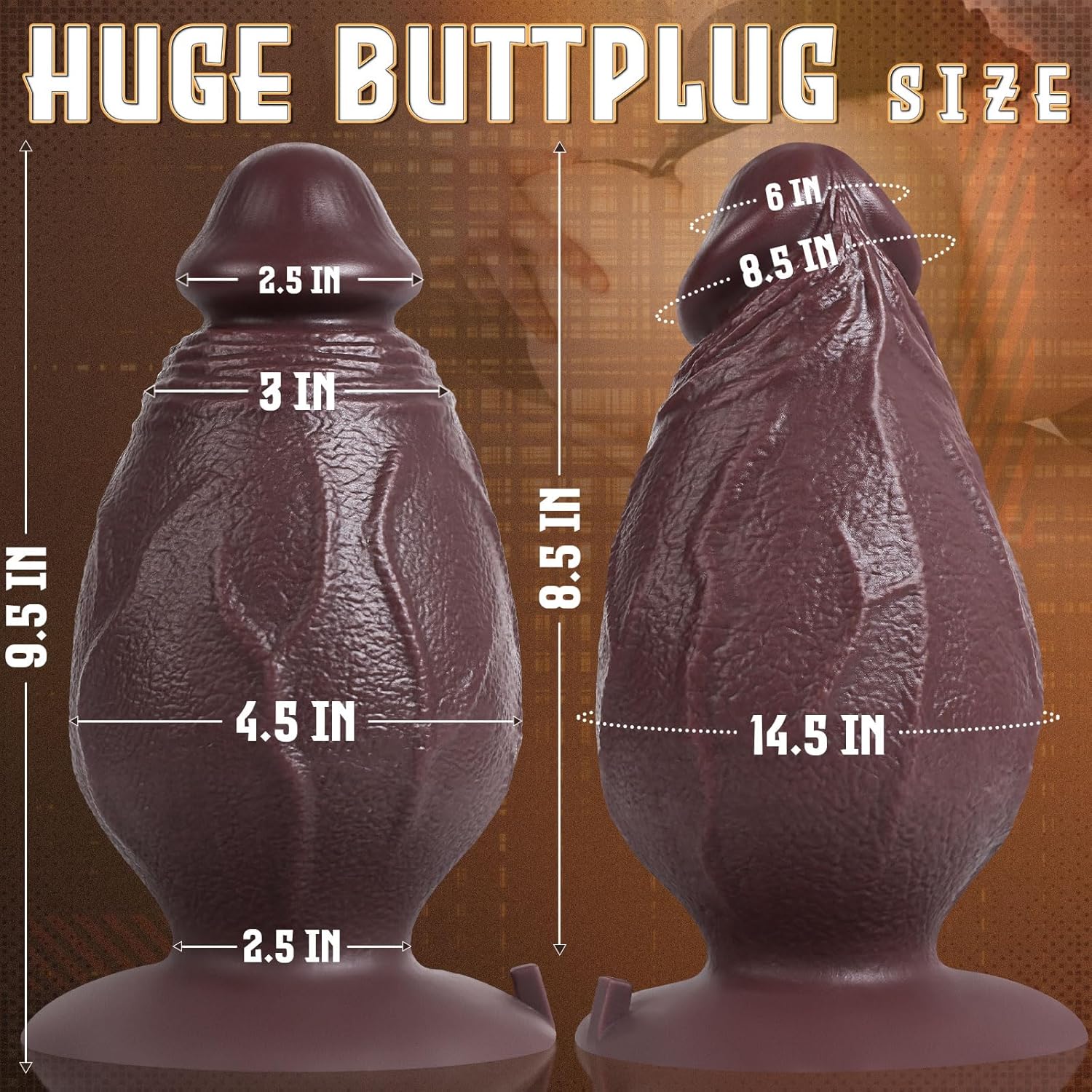 4.5”Diameter Extra Thick Dildo, 9.5 Inch Huge Silicone Girthy Dildo Massive Giant Butt Plug with Large Suction Cup for G-Spot & Anal Stimulation, XXXL Fat Dildos Anal Sex Toy for Women Men Gay