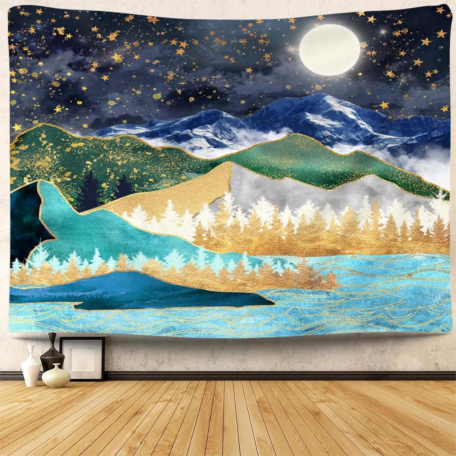 Mocsicka Night Mountain Tapestry Nature Forest Night Starry
