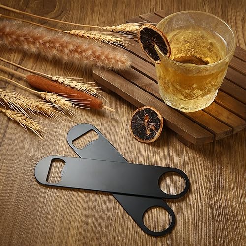 Miniatura 4 de DAJAVE 20 abridores de botellas planos, abrebotellas de acero inoxidable de 7 pulgadas a granel, abrebotellas de cerveza de color negro, abridor de