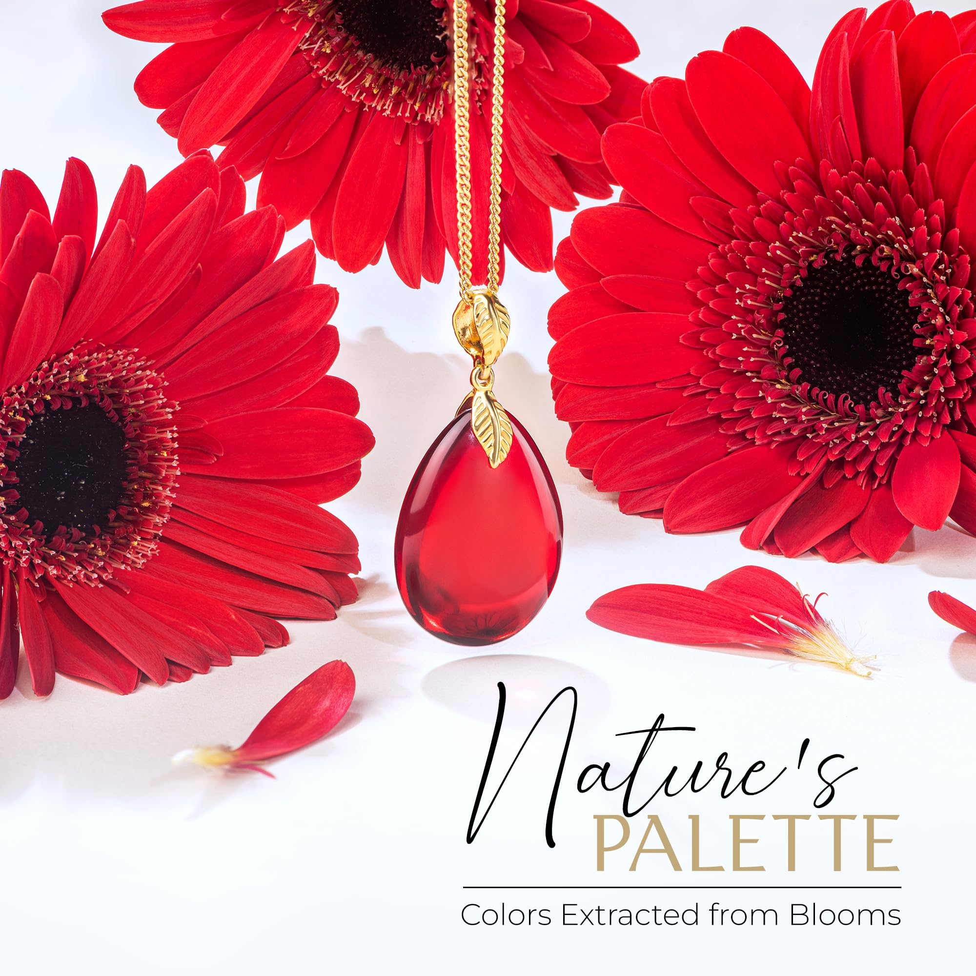 Mazukna - Ciondolo in ambra rossa, elegante gioiello in argento sterling placcato d'oro, collana da donna lunga 45 cm