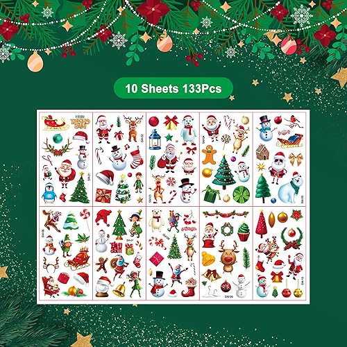 Miniatura 2 de Tatuajes temporales de Navidad Tatuajes falsos de Navidad para niños y adultos-A