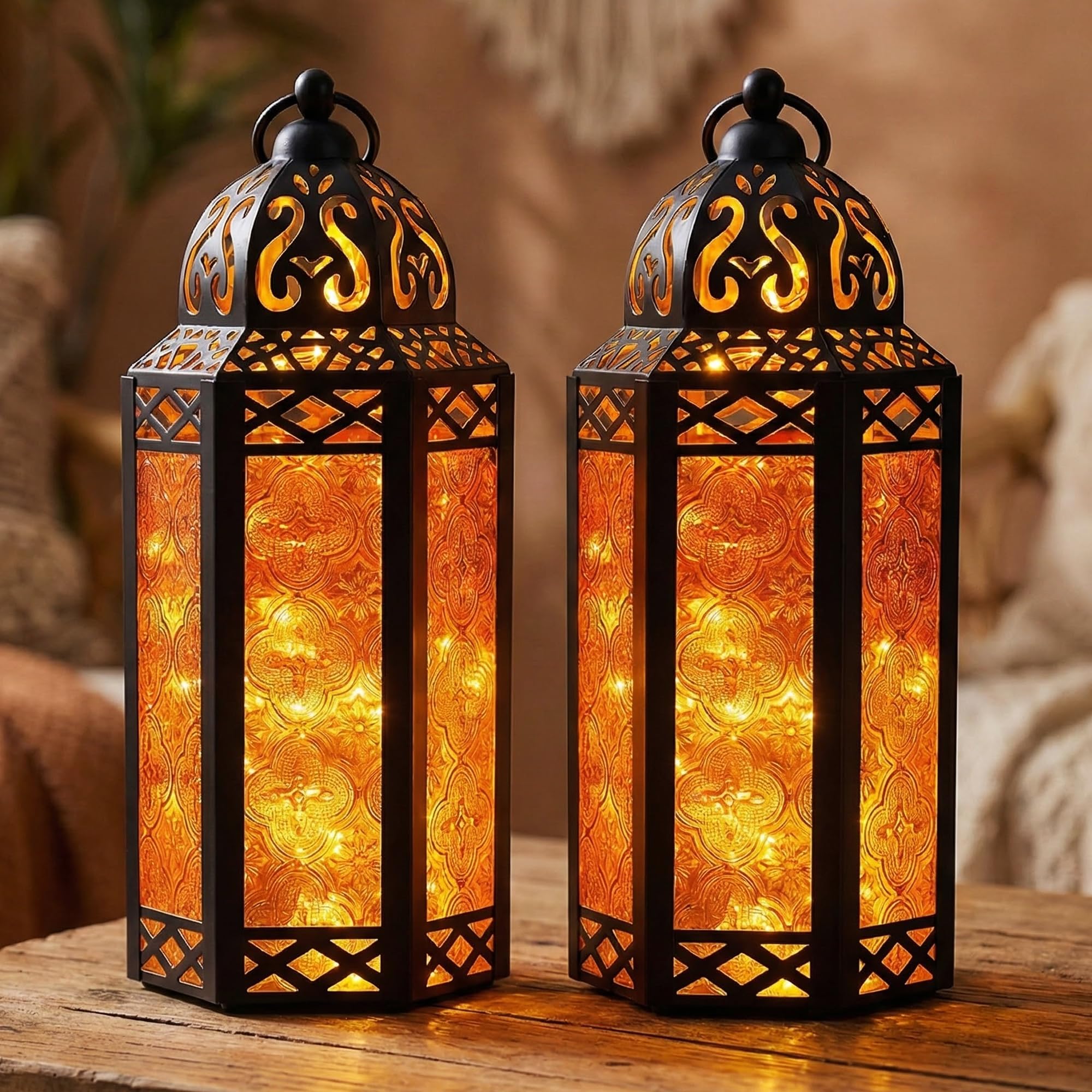 Amazon.com: VELA LANTERNS 2pk Metal Moroccan Decorative LED Fairy