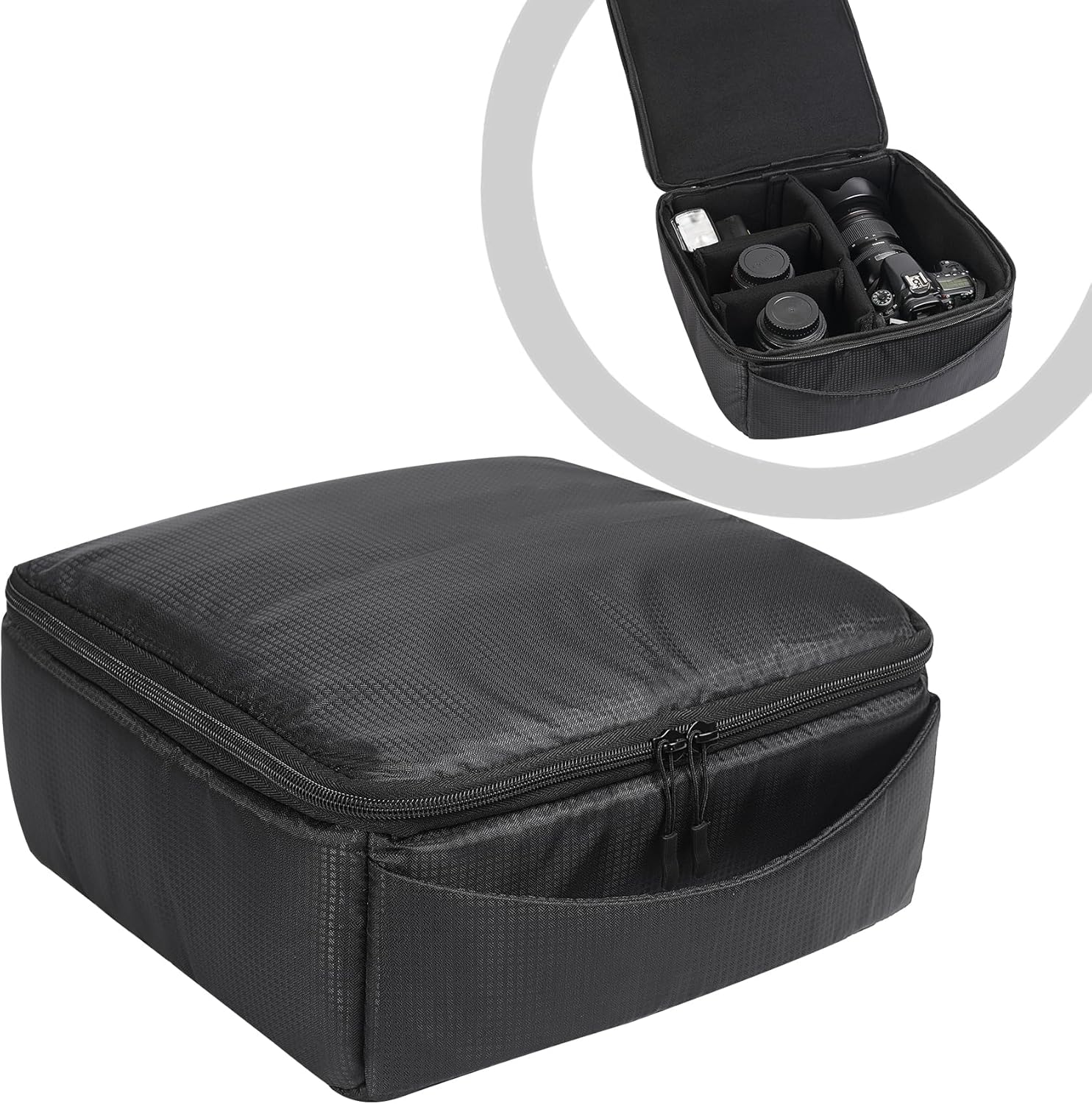 Water Resistant Camera Insert Bag DSLR SLR Camera Case Upgraded Version and Lens Storage Carrying Case (Black)