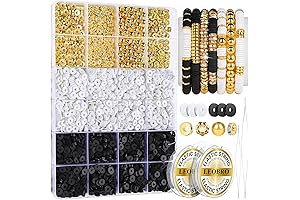 LEOBRO Clay Beads Bracelet Making Kit - 3524pcs White and Black Clay Beads for Bracelets