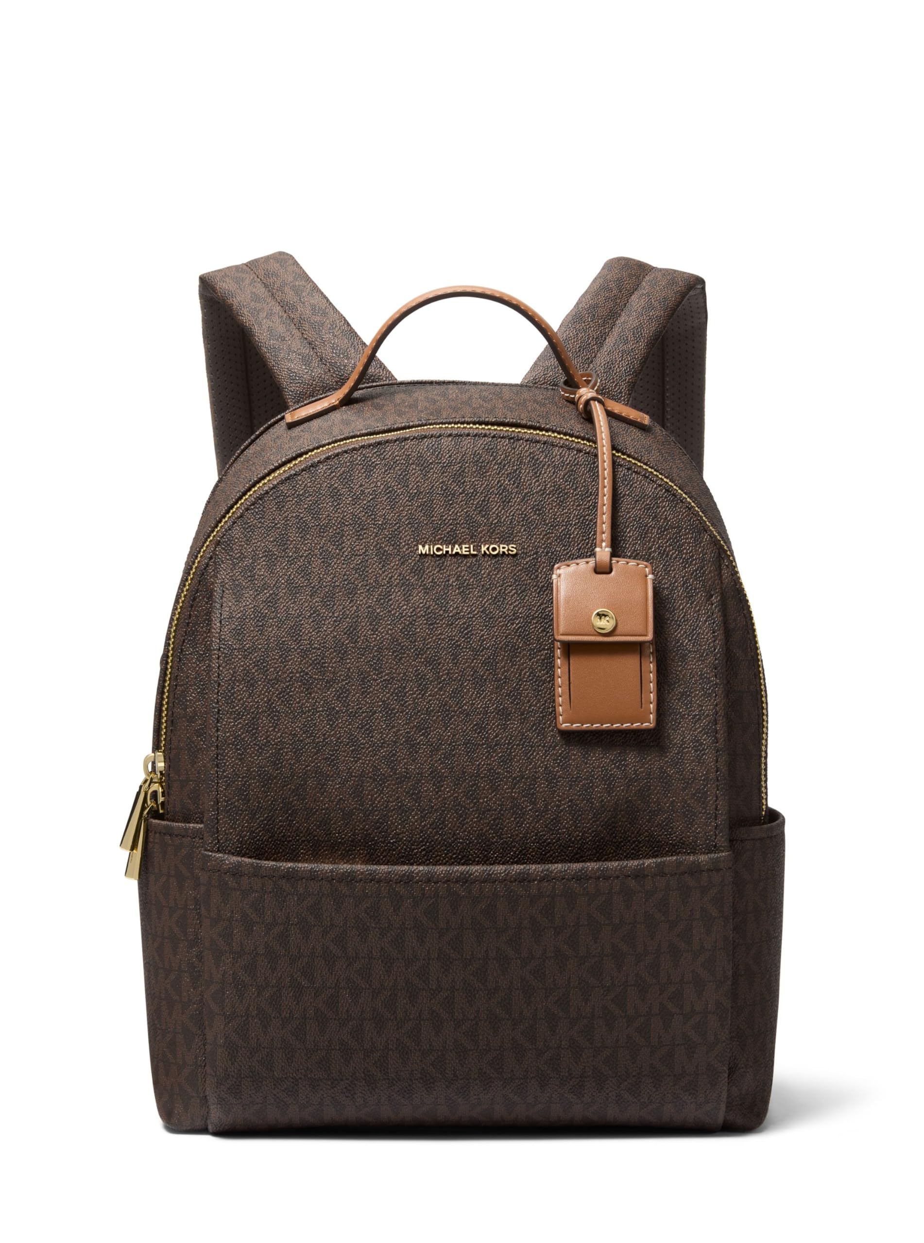 Michael Kors Women's Brown Backpacks, One Size, Sable Medium Signature Logo Backpack