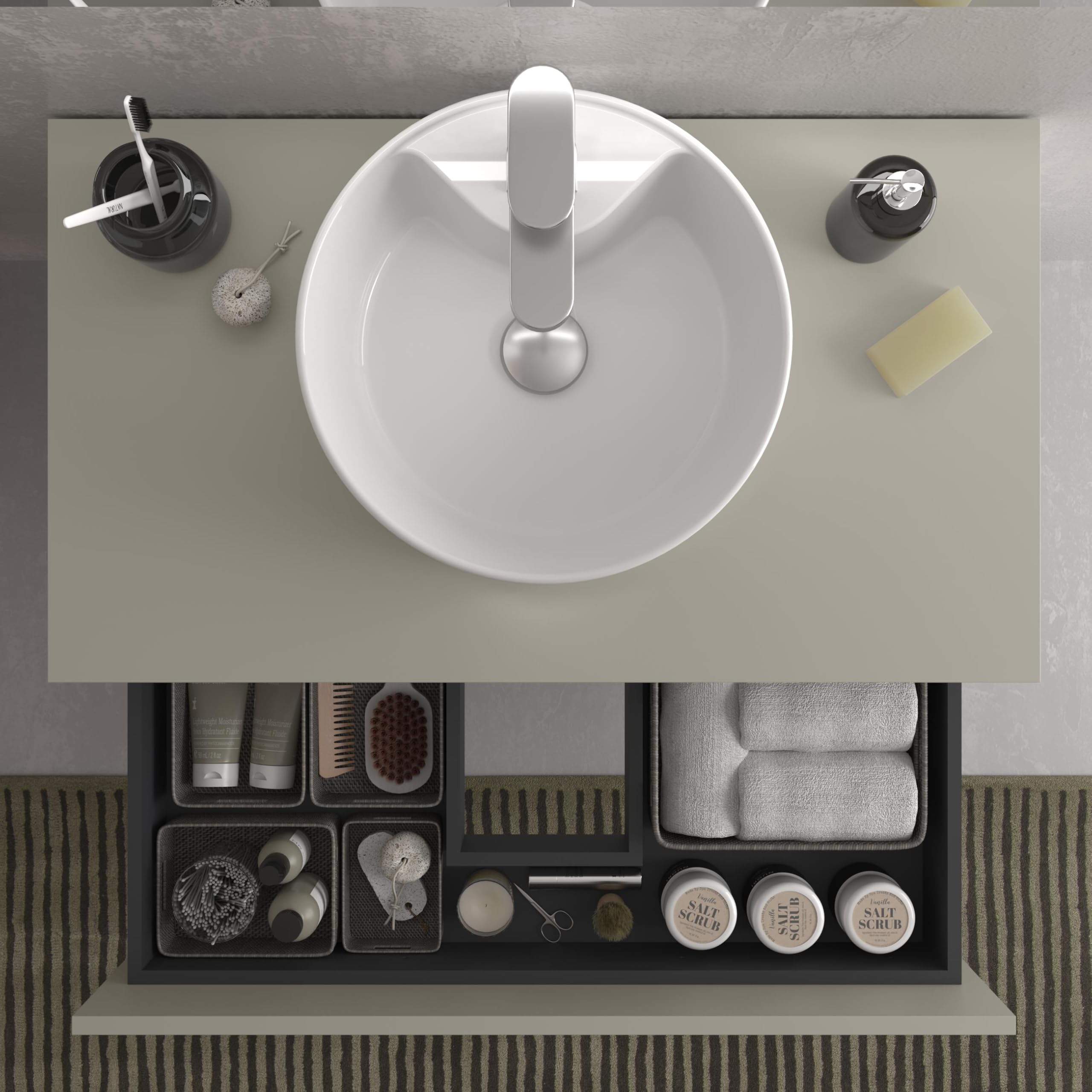 Mueble de Baño BEQUIA 100cm Gris Mate 2 cajones (Sin Lavabo)