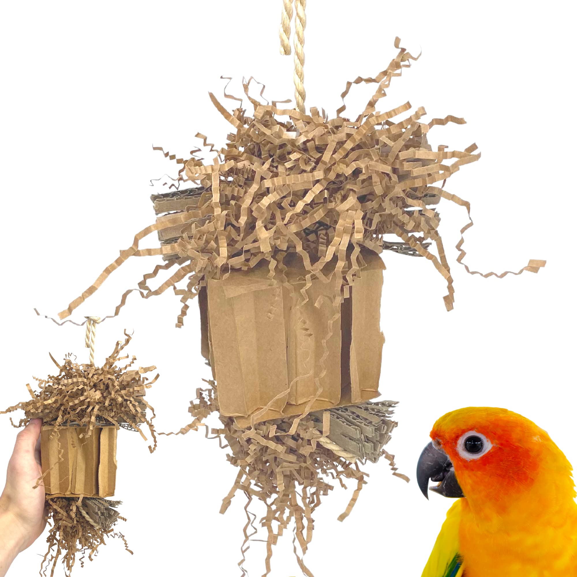Bonka Bird Toys3857 Medium Shreddy Eddy Foraging Shred Small Medium Bird Toy Cardboard Waffle Crinkly Paper Conures Parakeets African Greys and Other Similar Birds