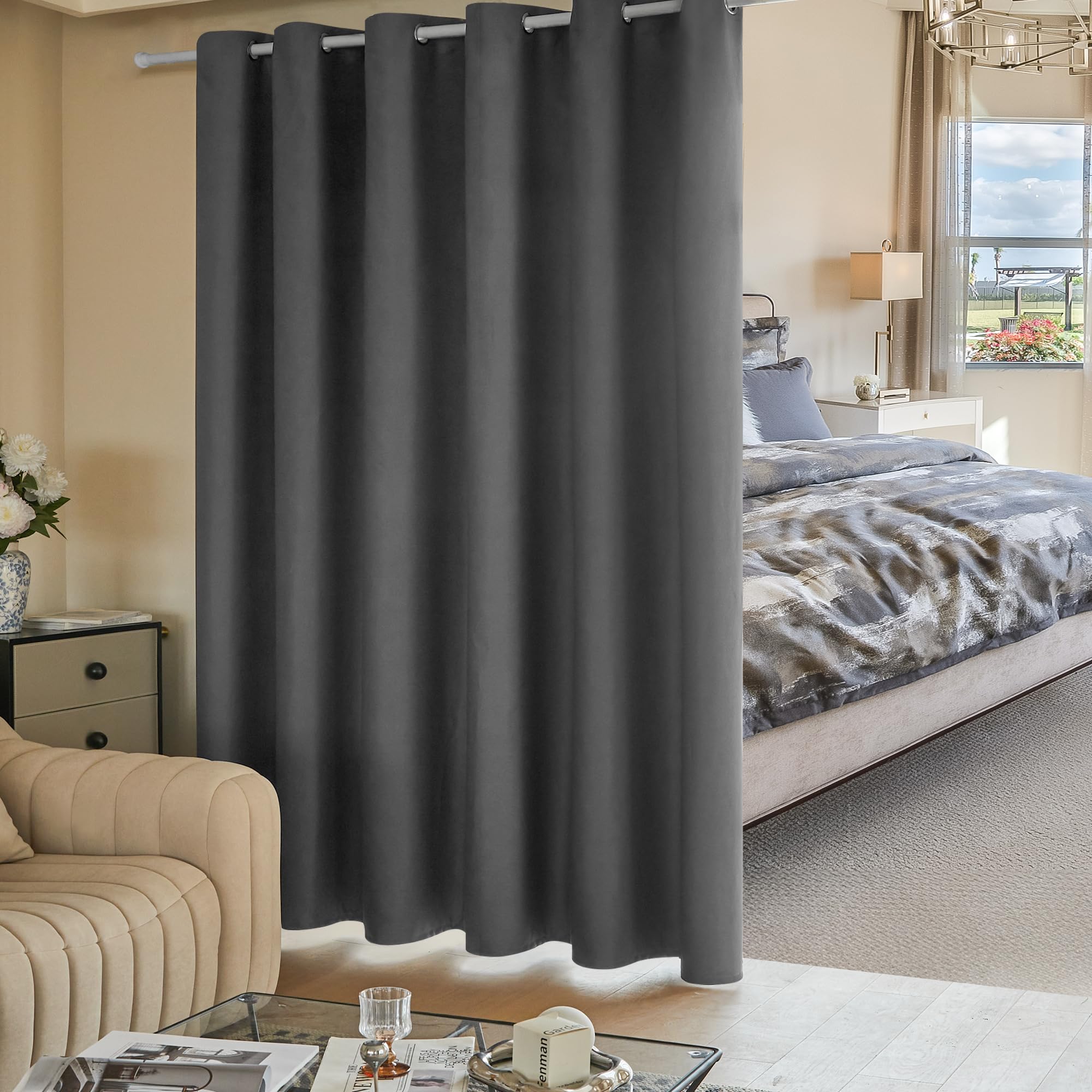 Deconovo Oscuranti per Interni Camera da Letto 260 CM Altezza, Oscurante Termica Isolante con Anelli per Finestre Moderne 1 Pannello, 200 * 260 CM, Grigio Chiaro
