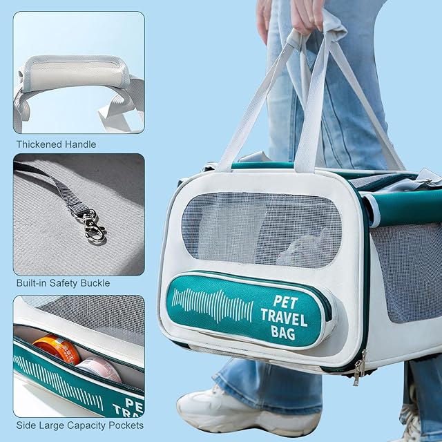 Foto 7 de 7 de PETCUTE Bolsa de Transporte para Mascotas,Transportín Perro Gato Plegable con Colchón Suave,Correa…