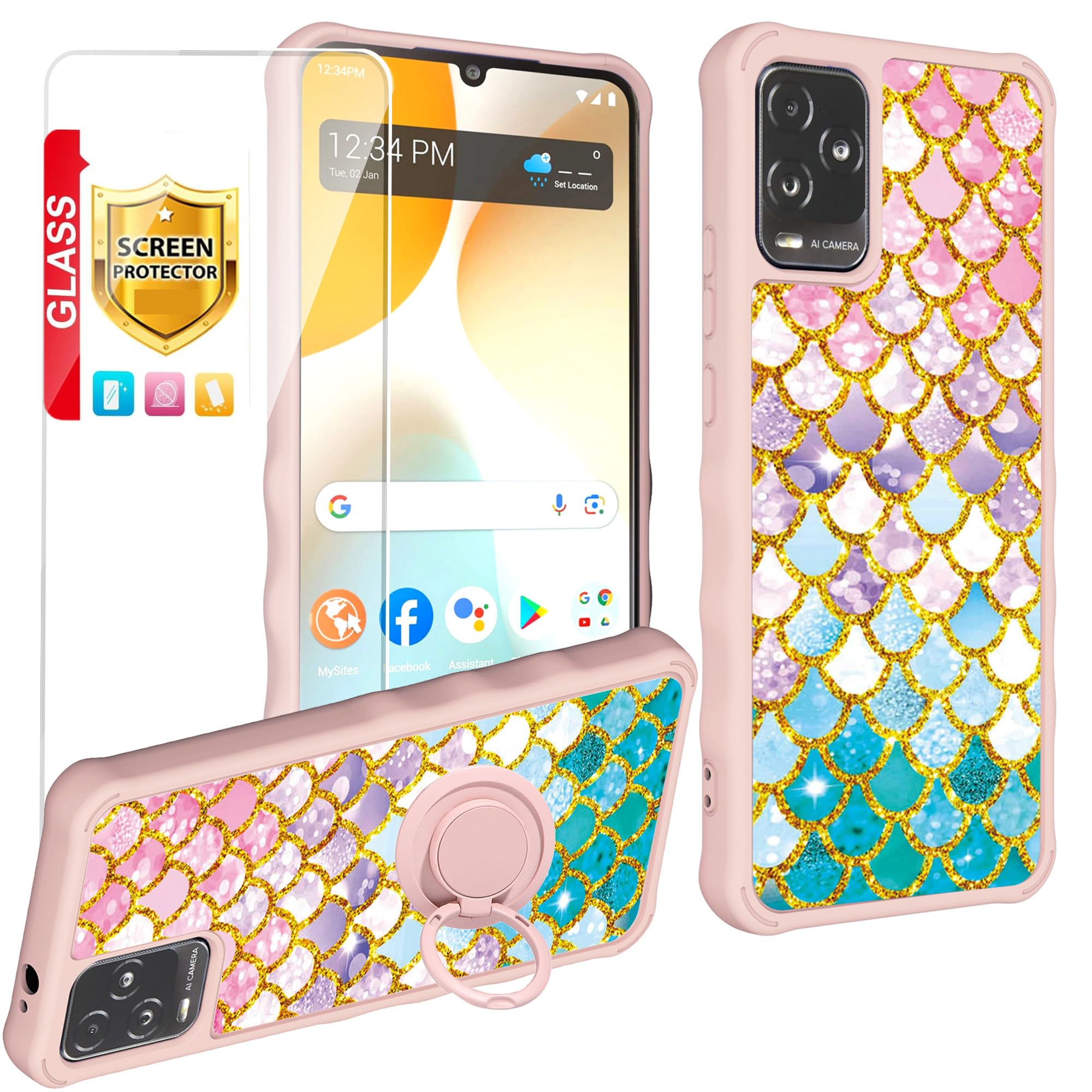 for BLU View 5 Pro Case [with Tempered Glass Screen Protector][Luminous Effect] Compatible with BLU View 5 Pro Phone Case Cover CH-YL