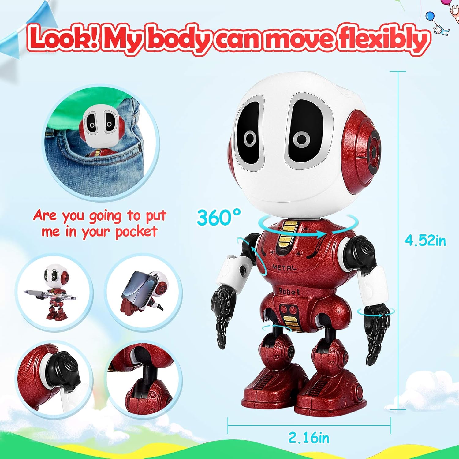 Bеѕt Dеаl 🛒 superwinky Toys for 3-8 Year Old Boys Girls, Smart Fun Talking Robot for Kids Age 3-5 Robot Toys Repeat Your Word with Posable Body and LED Eyes Kids Interactive Toy Boys Toys Birthday Gifts (Red)