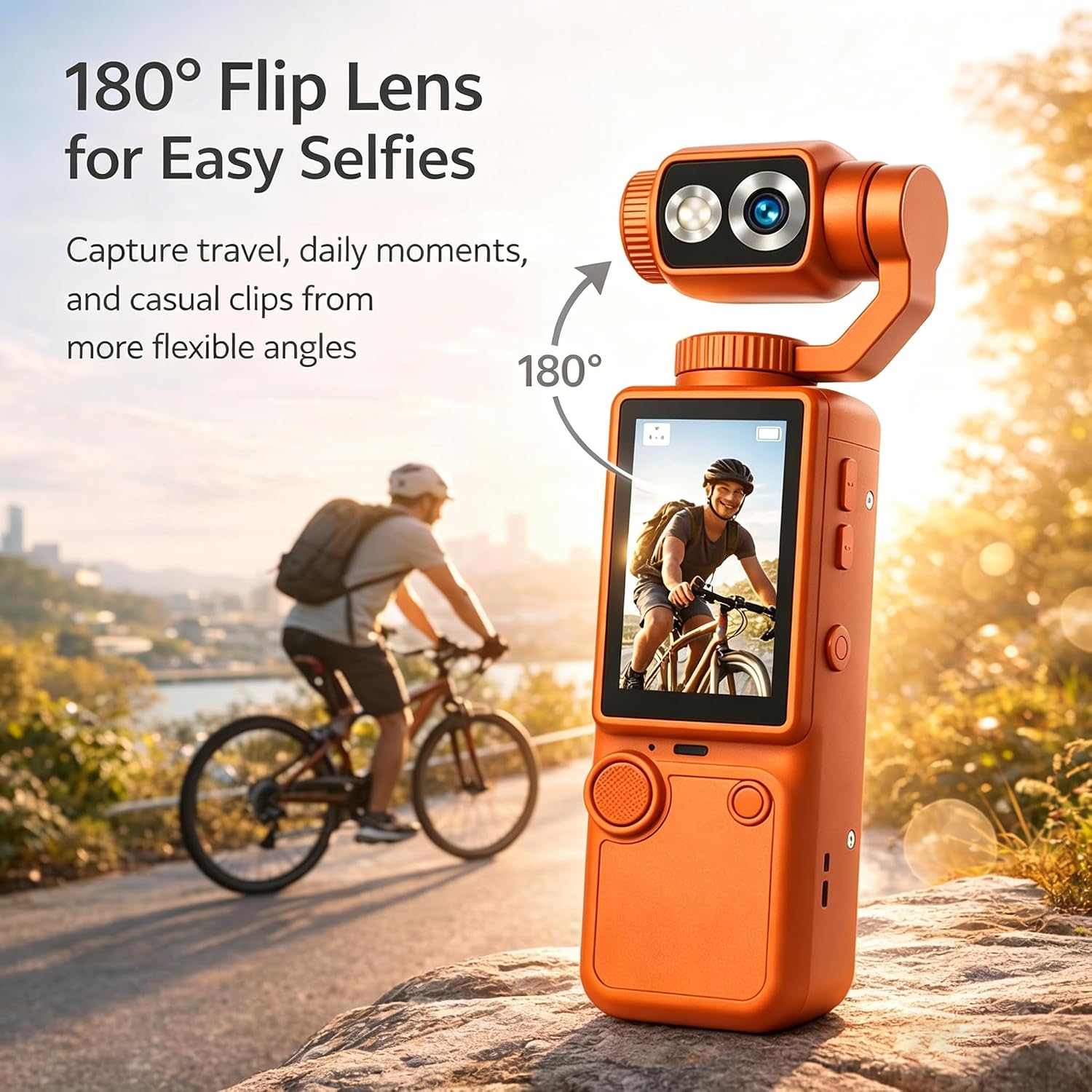 4K Ultra HD Sports Vlogging Camera, 180° Flip Lens, 5MP Camera with Fill Light, 2000mAh Battery, 32GB Card, Tripod, Portable Action Camera for Vlog, Travel, Riding, Skiing (Black)