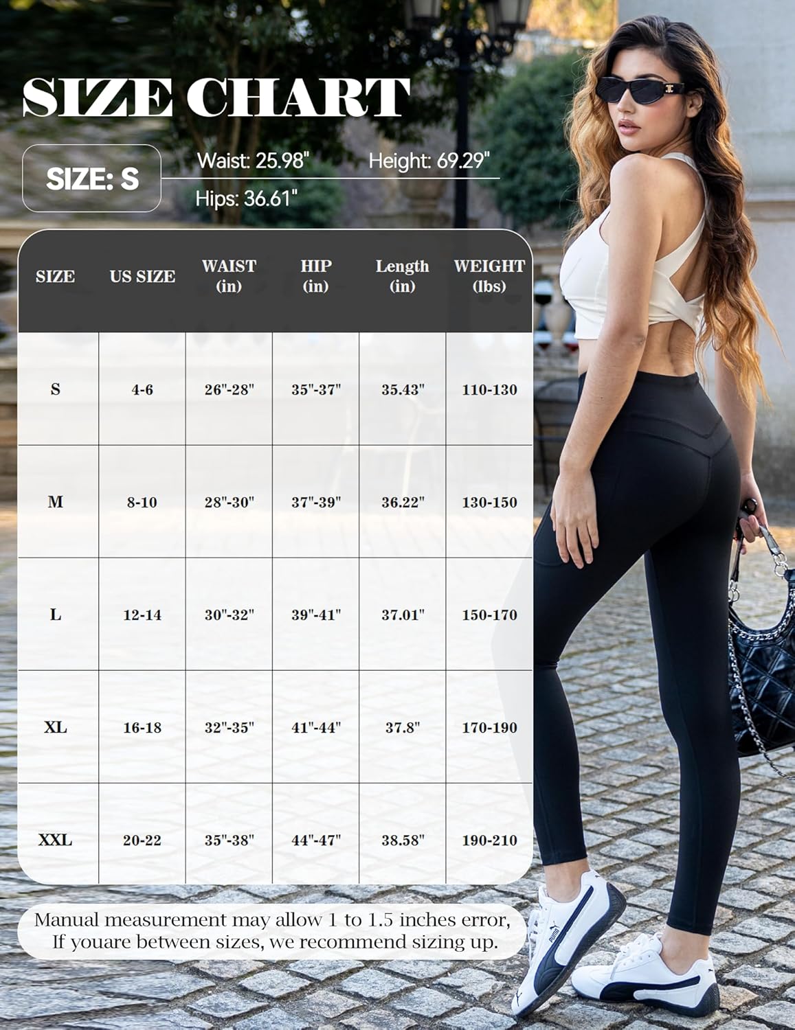 High Waisted Leggings with Pockets Women, Tummy Control Compression Leggings, No Front Seam Stretchy Yoga Pants