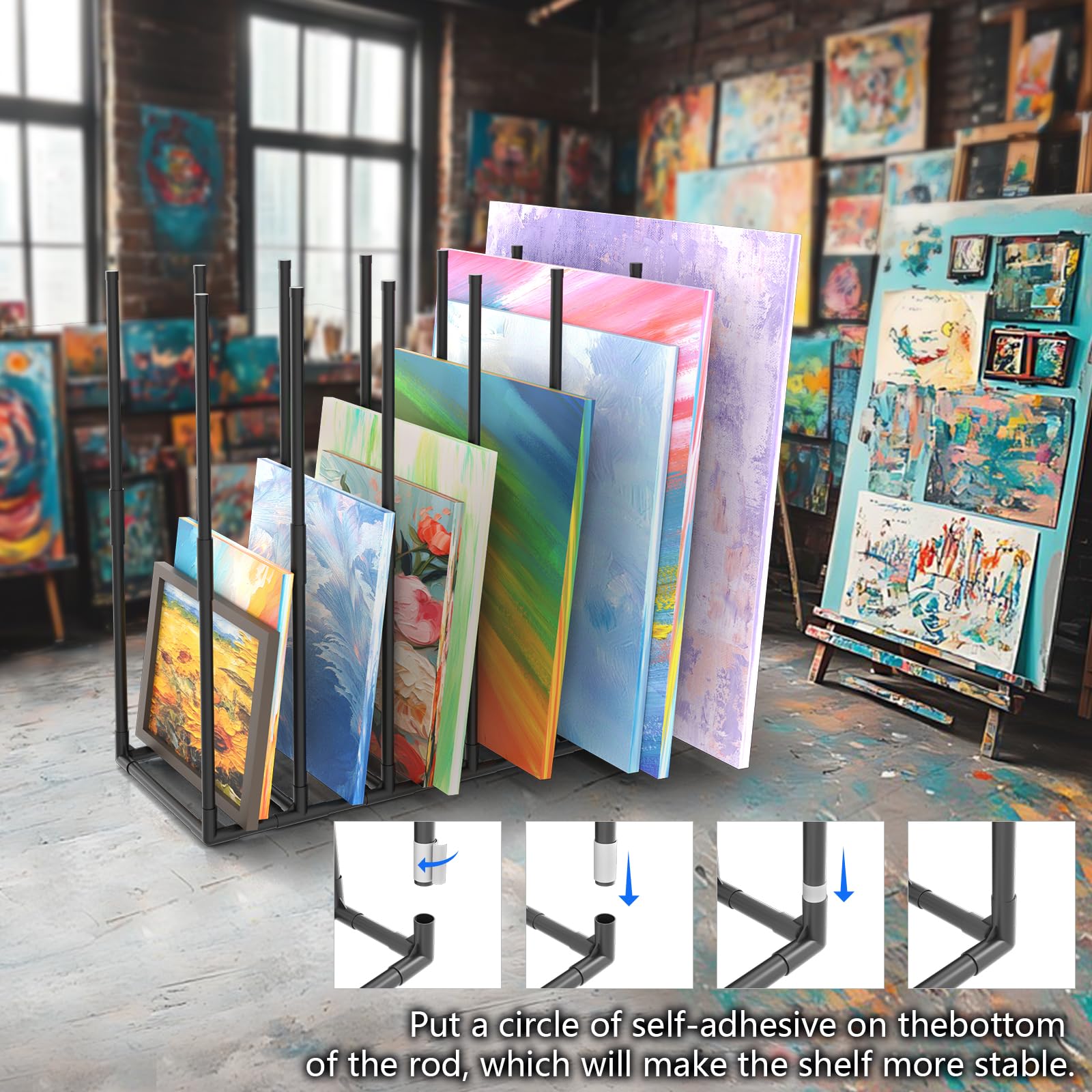 Großes Kunst-Aufbewahrungsregal, Kunst-Abtropfgestell, Kunst-Leinwand-Organizer, Aufbewahrungsrahmen, Paneele, Drucke, Leinwände, Paneele für Ölgemälde, Kunststudio, Galerie