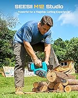 Vista 2 de SEESII - Motosierra eléctrica inalámbrica de 12 pulgadas, motosierras de mano con batería de 4.0Ah, sierra para árboles con tensión de cadena sin
