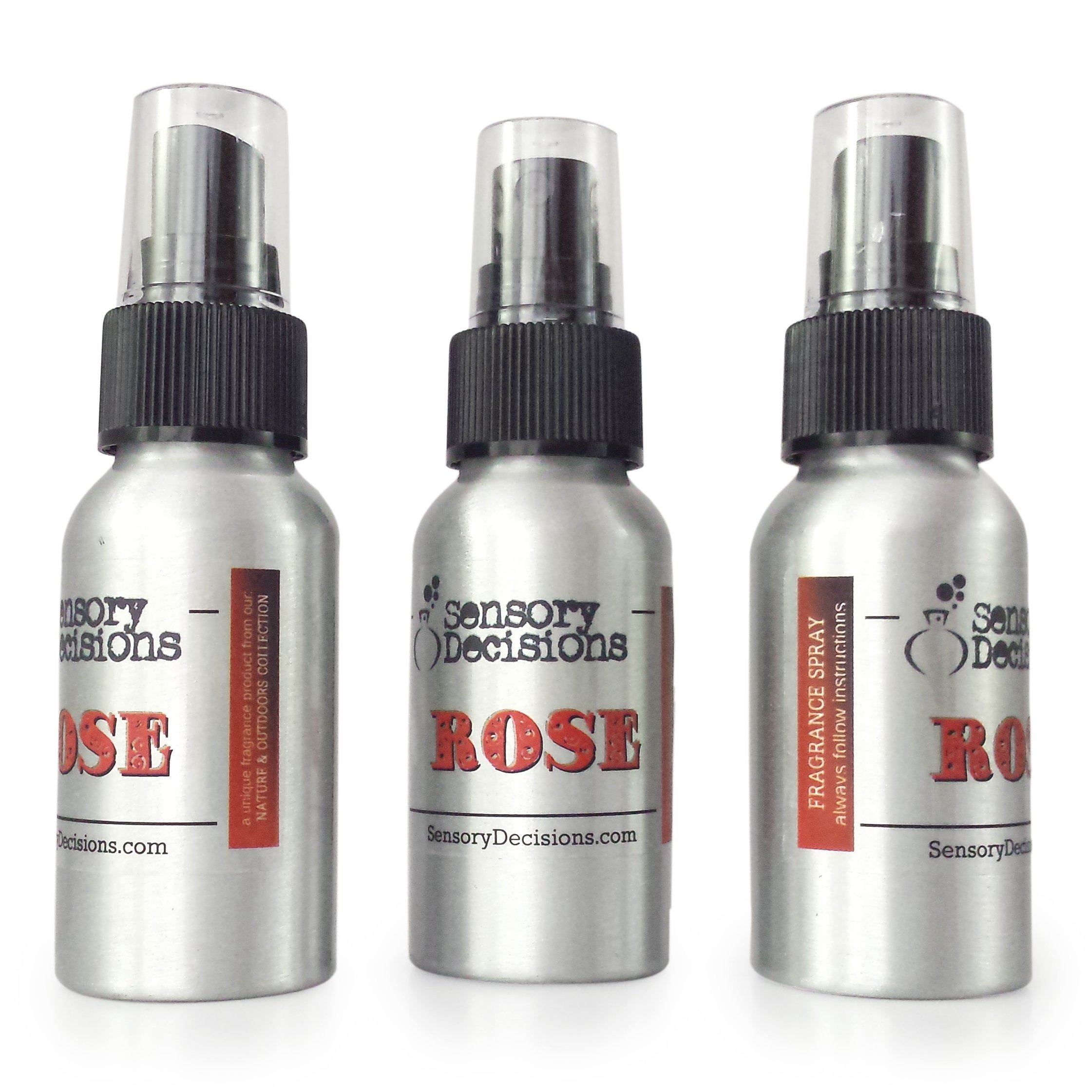 Rose fragancia habitación Spray – aroma a rosas para el hogar, por decisiones sensorial, metal, Plateado, 3 bottles