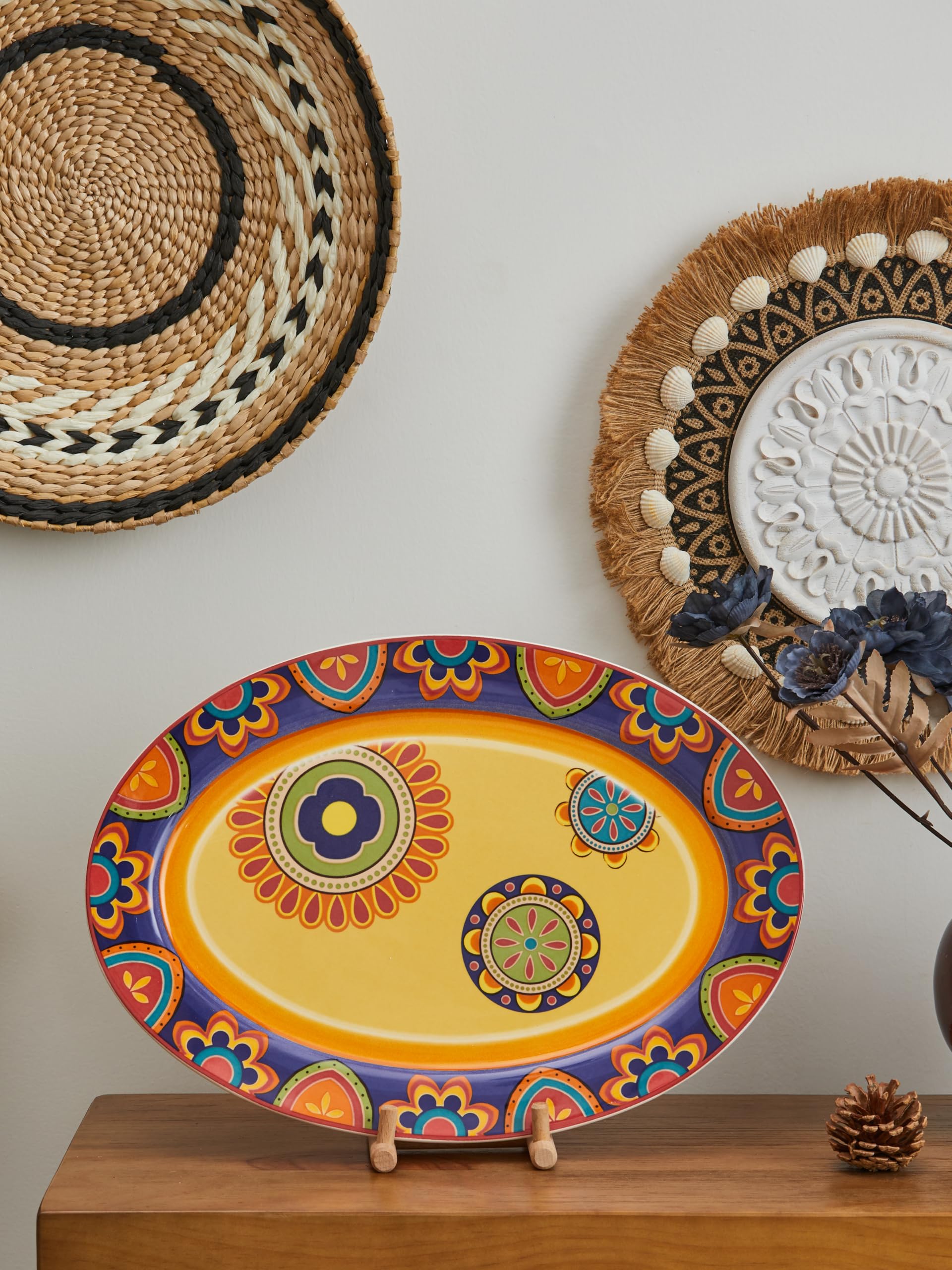 Bico Tunezyjski ceramiczny półmisek owalny, 40 cm, nadaje się do kuchenki mikrofalowej i zmywarki