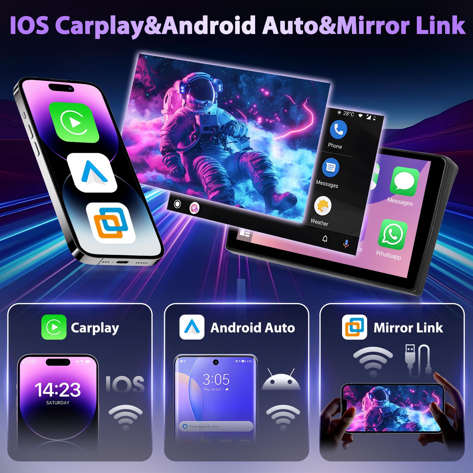 Android Per Ducato 3 Peugeot Boxer 2 Citroen Jumper 2 2011-2022,4+64G 9 Pollici 1280P Touchscreen In-Cell Autoradio,Apple Carplay Android Auto GPS Bluetooth WiFi FM/RDS 2USB,Supporta DAB+OBD2