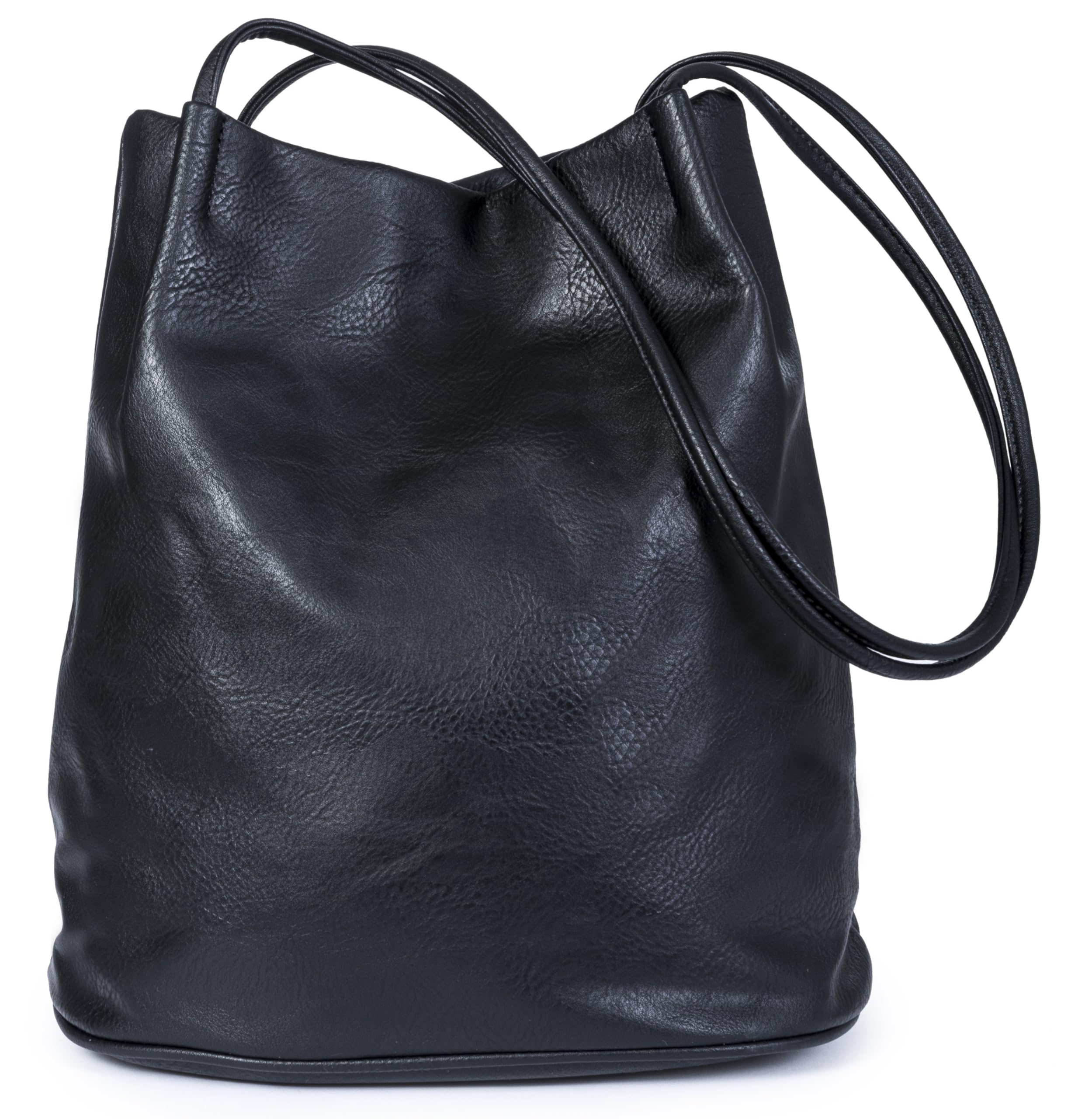 Women's Fashion Designer Medium Size Plain Soft Vegan Leather Hobo Bucket Tote Shoulder Bag - Delilah