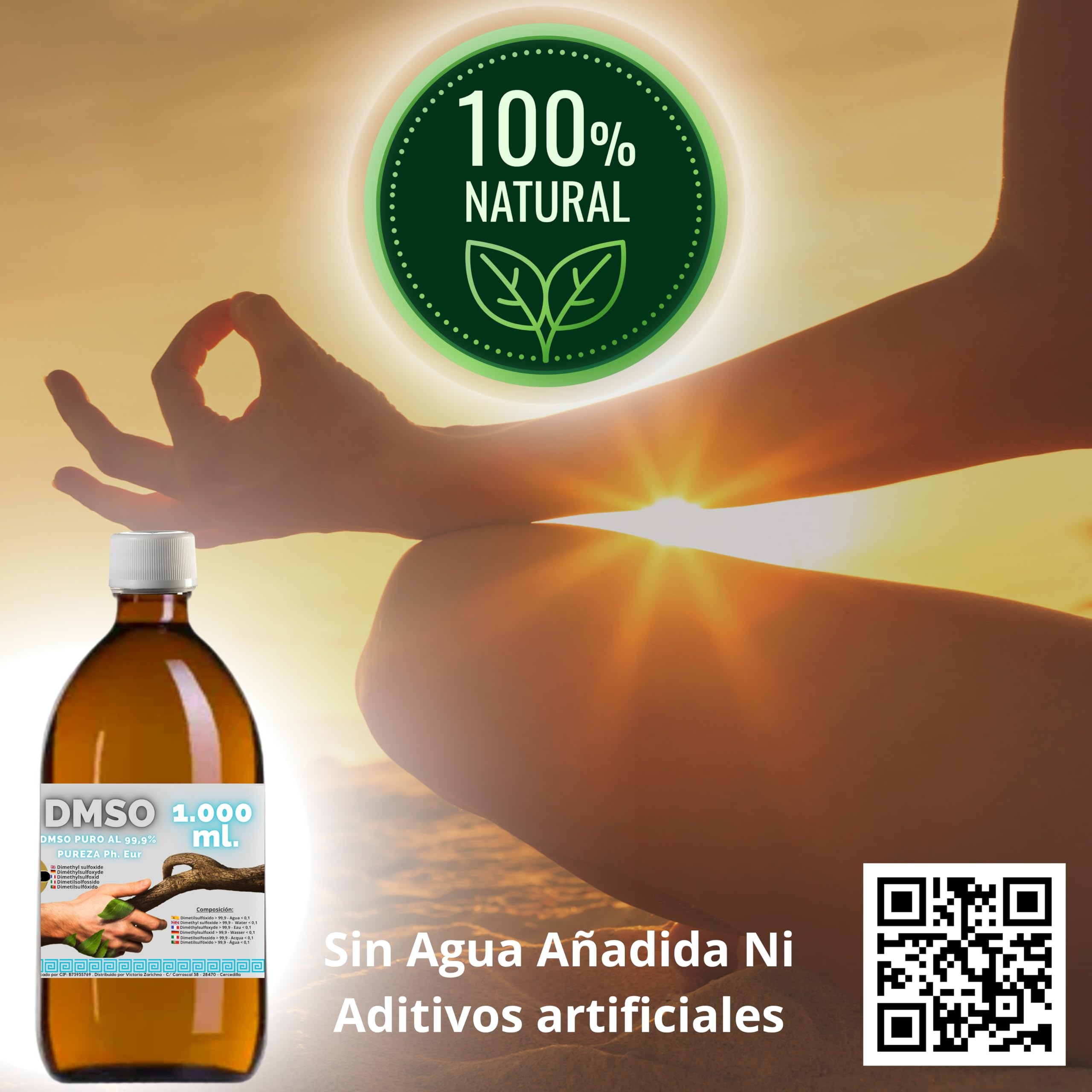 DMSO Dimetilsulfóxido 99,9% Pureza | Pack 2 x 1000 ml | Máxima Pureza | Frascos Ámbar de Laboratorio con Precinto de Seguridad | Incluye Accesorios de Dosificación