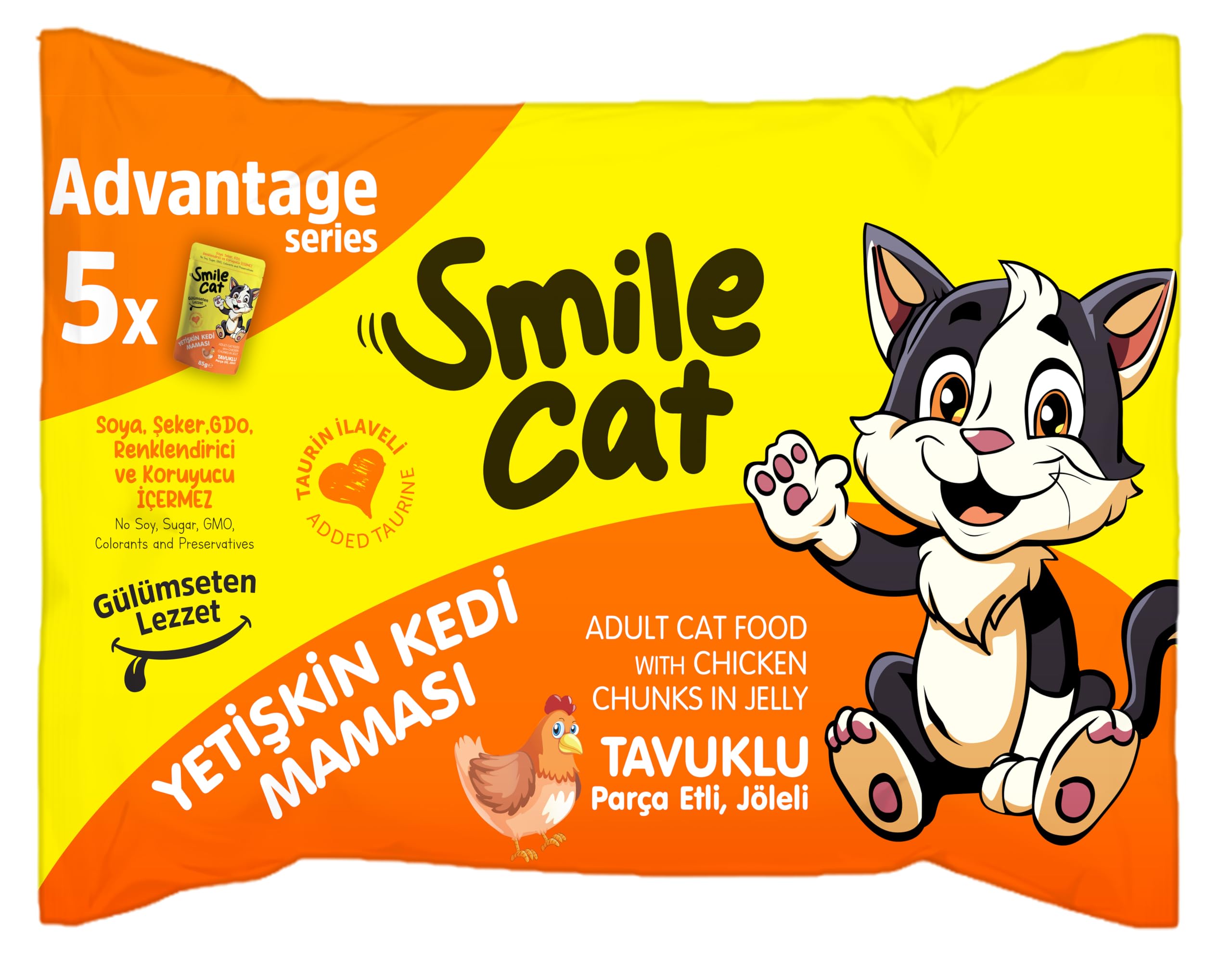 Smile Cat Flowpack 425gr (5 x 85gr) Yetişkin Kedi Tavuklu Mama