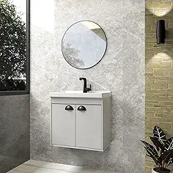 Gabinete Armario para Banheiro 100% MDF com Cuba - Siena Lineo 50cm