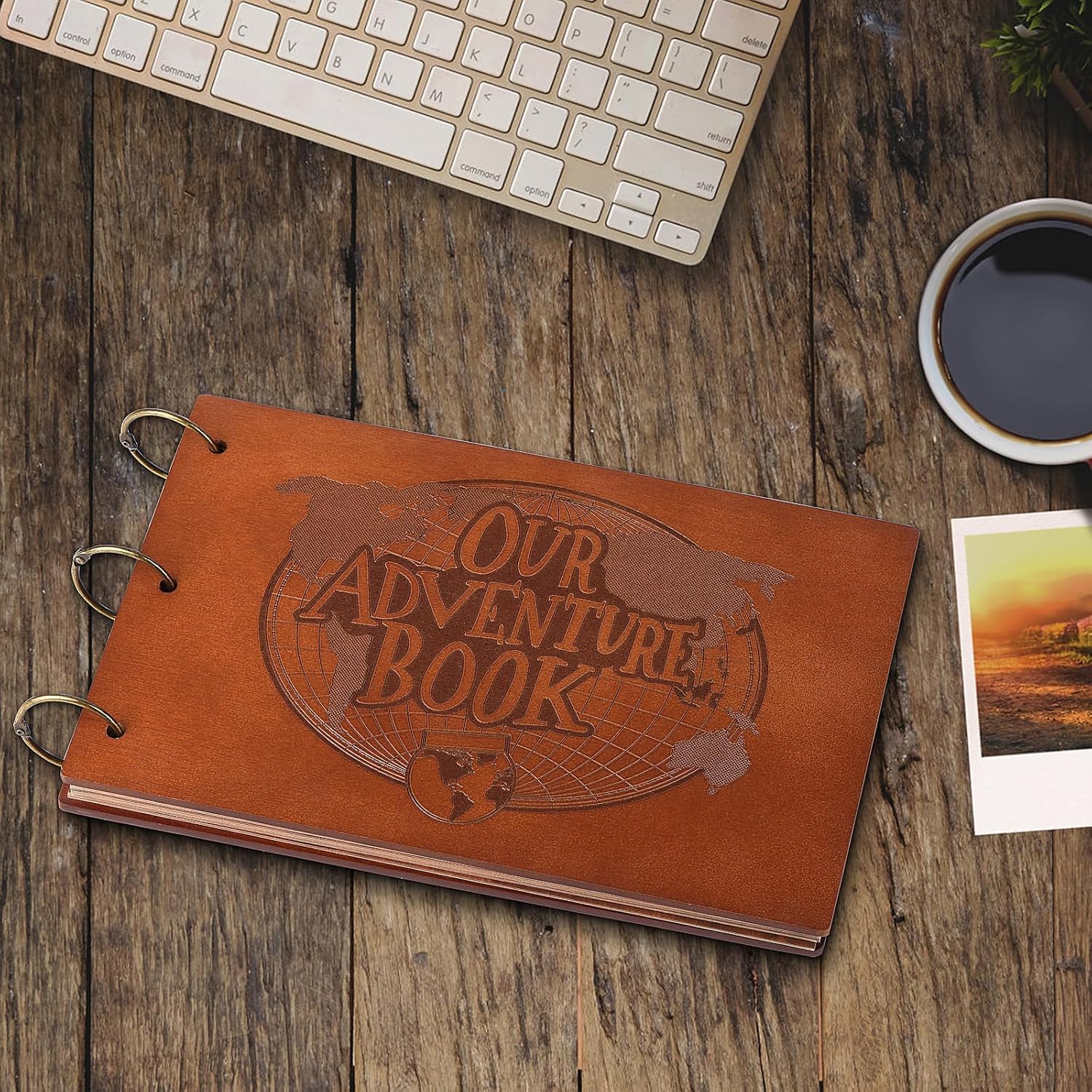 Abenteuerbuch, 3D-Holzeinband, Sammelalbum, Fotoalbum, 30 x 19 cm, zeitloses Erinnerungs-Tagebuch für unvergessliche Abenteuer und wertvolle Momente, ideal für Jubiläen, Reisen und Paare