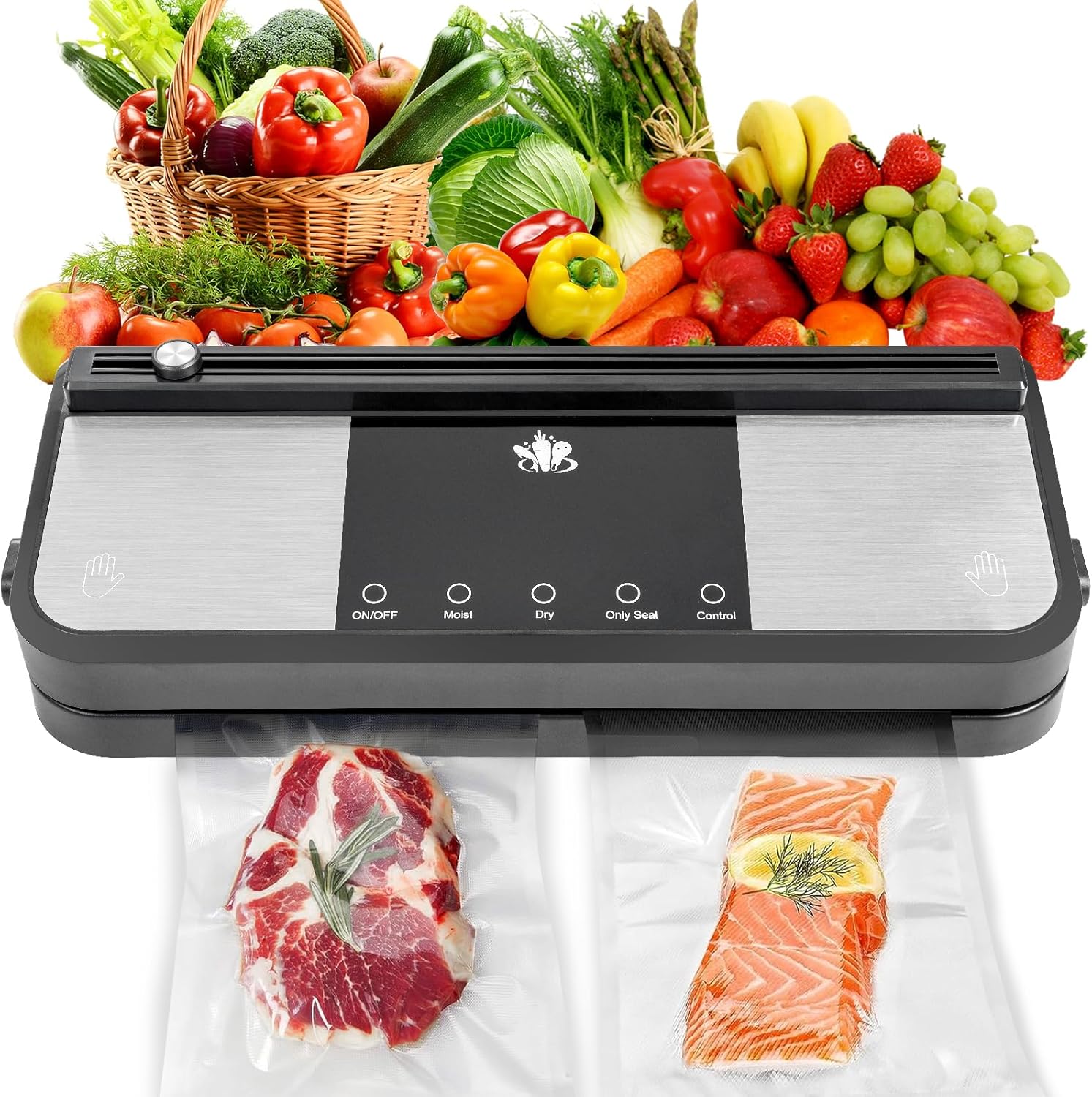 Product image of Cordless Vacuum Sealer, Rechargeable Vacuum Sealer Machine, Build in Cutter and Bag Storage, With External Air Hose for Mason Jars/Canisters (Black and Gray)