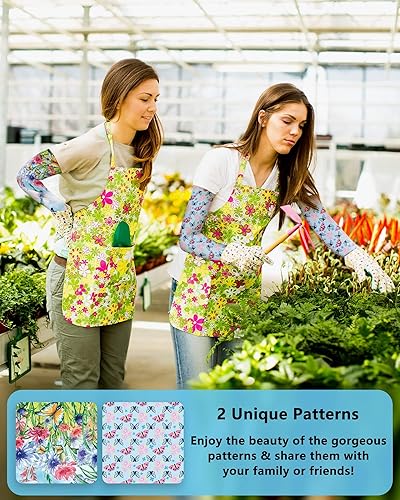 Miniatura 3 de 2 Pairs Gardening Sleeves for Women Sun Protection Arm Sleeves for Women Anti-Slip Floral Gardening Sleeves