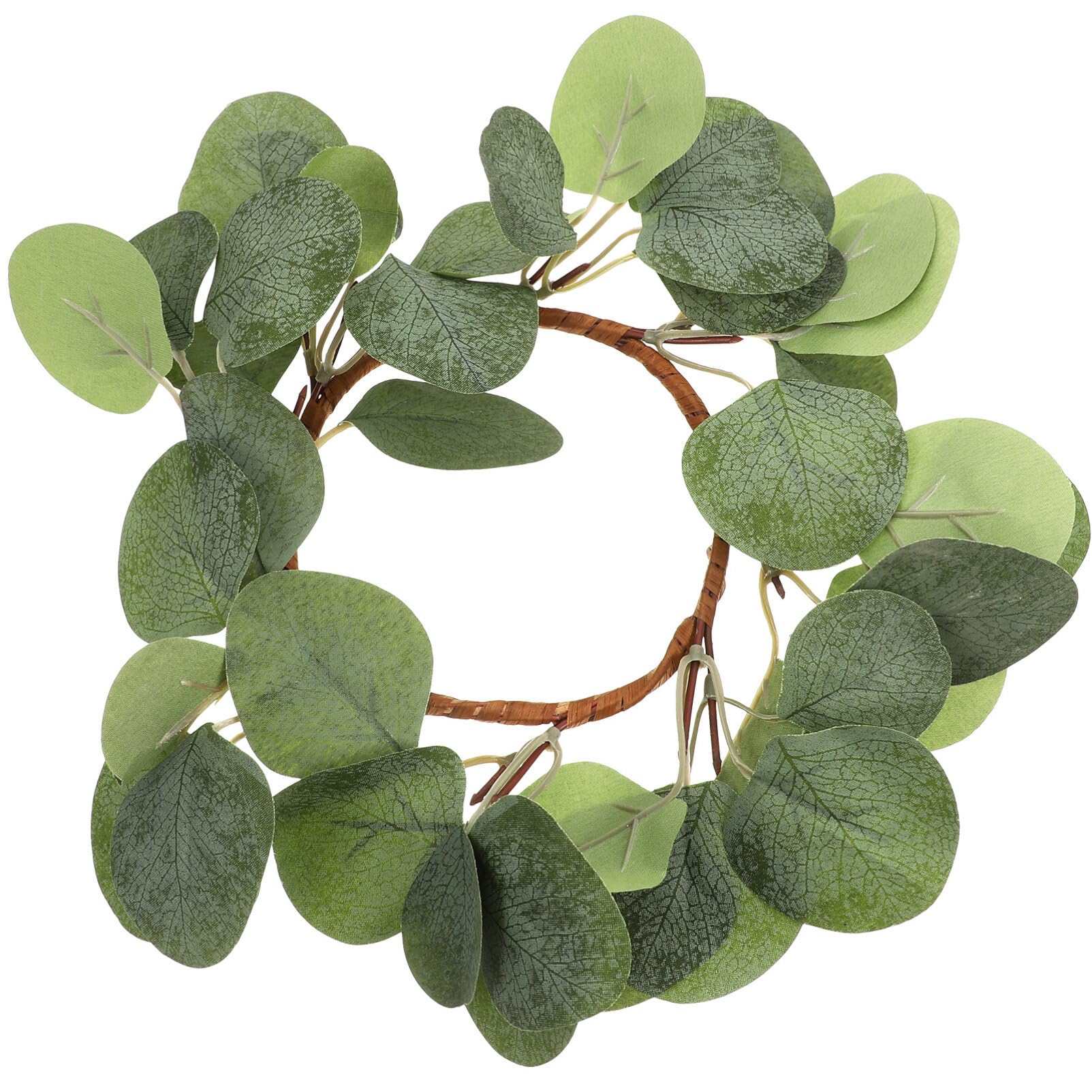 Alipis Artificial Eucalyptus Wreath Candle Rings: Simulation Eucalyptus Leaves Wreaths Greenery Pillar Candle Rings Tabletop Decor for Home Wedding Easter 3 Inch Center (Style 2)