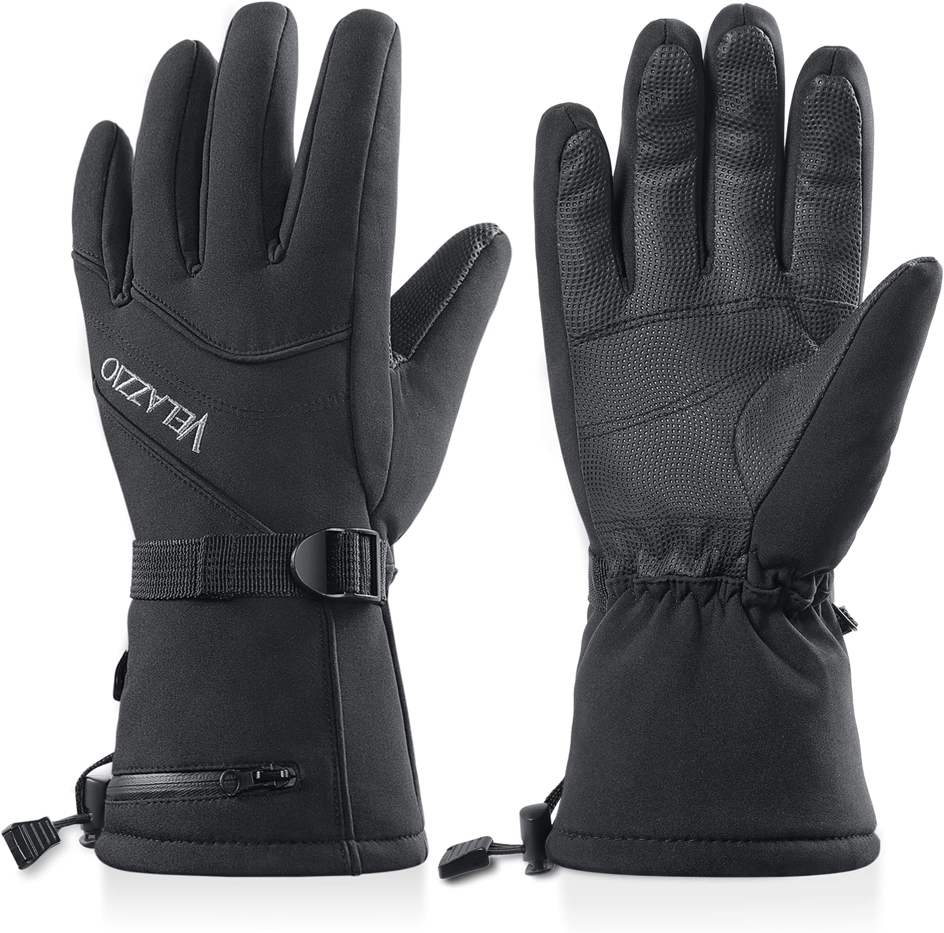 Ski Gloves - VELAZZIO Waterproof Breathable Snowboard Gloves, 3M Thinsulate Insulated Warm Winter Snow Gloves, Fits Both Men & Women