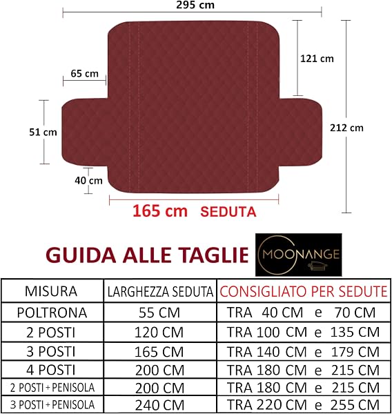 Moonange Copridivano 3 Posti con Braccioli Seduta 165 cm Impermeabile Reversibile Antiscivolo Antimacchia Antigraffio Antipelo Moderno Tortora - 5