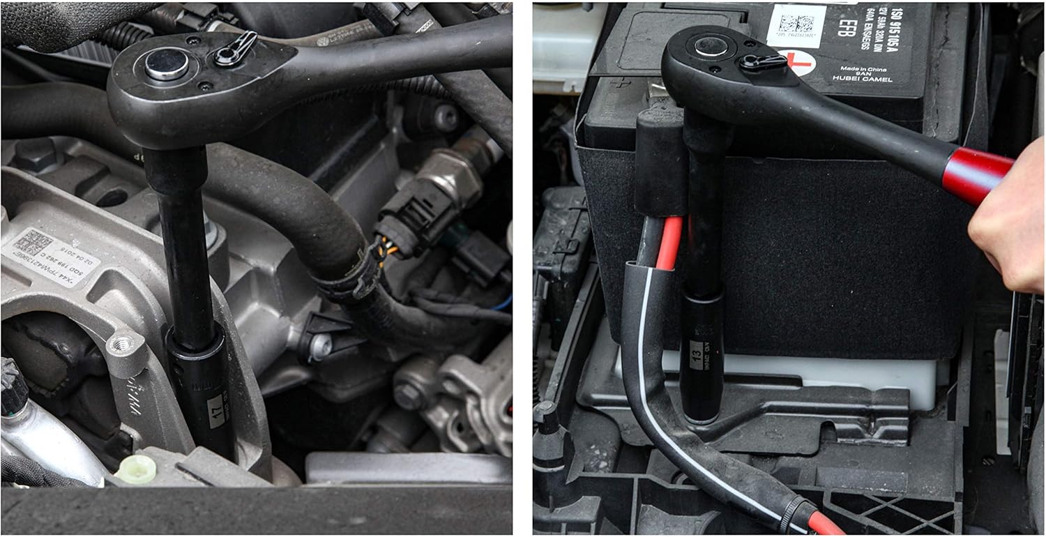 SEKETMAN 49-Piece 3/8" Drive Deep And Shallow 6-Point Impact Socket Set,(5/16-Inch to 3/4-Inch and 8-22mm), Includes Extension Bar (3 in and 6 in), Adapters & Ratchet Handle, CR-V Steel - - 