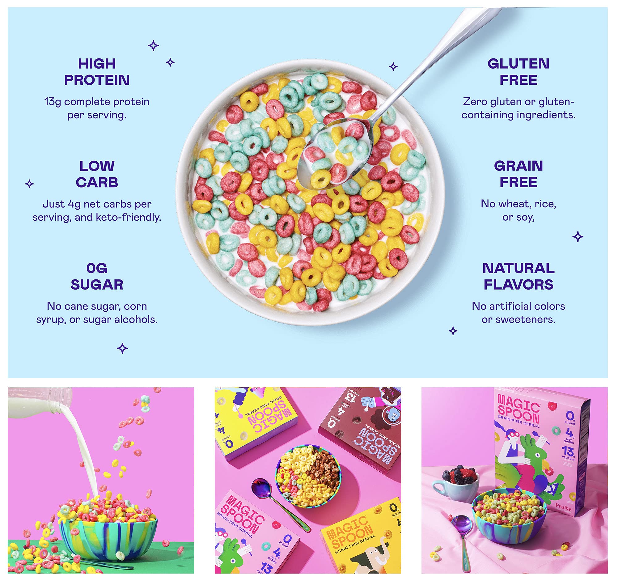 Buy Magic Spoon Cereal Fruity 4Pack of Cereal Keto, Gluten Free