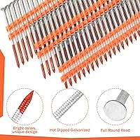 Vista 3 de Therwen 1000 unidades clavos de marco de 21 grados de cabeza redonda completa con anillo de clavos galvanizados en caliente con fila fija