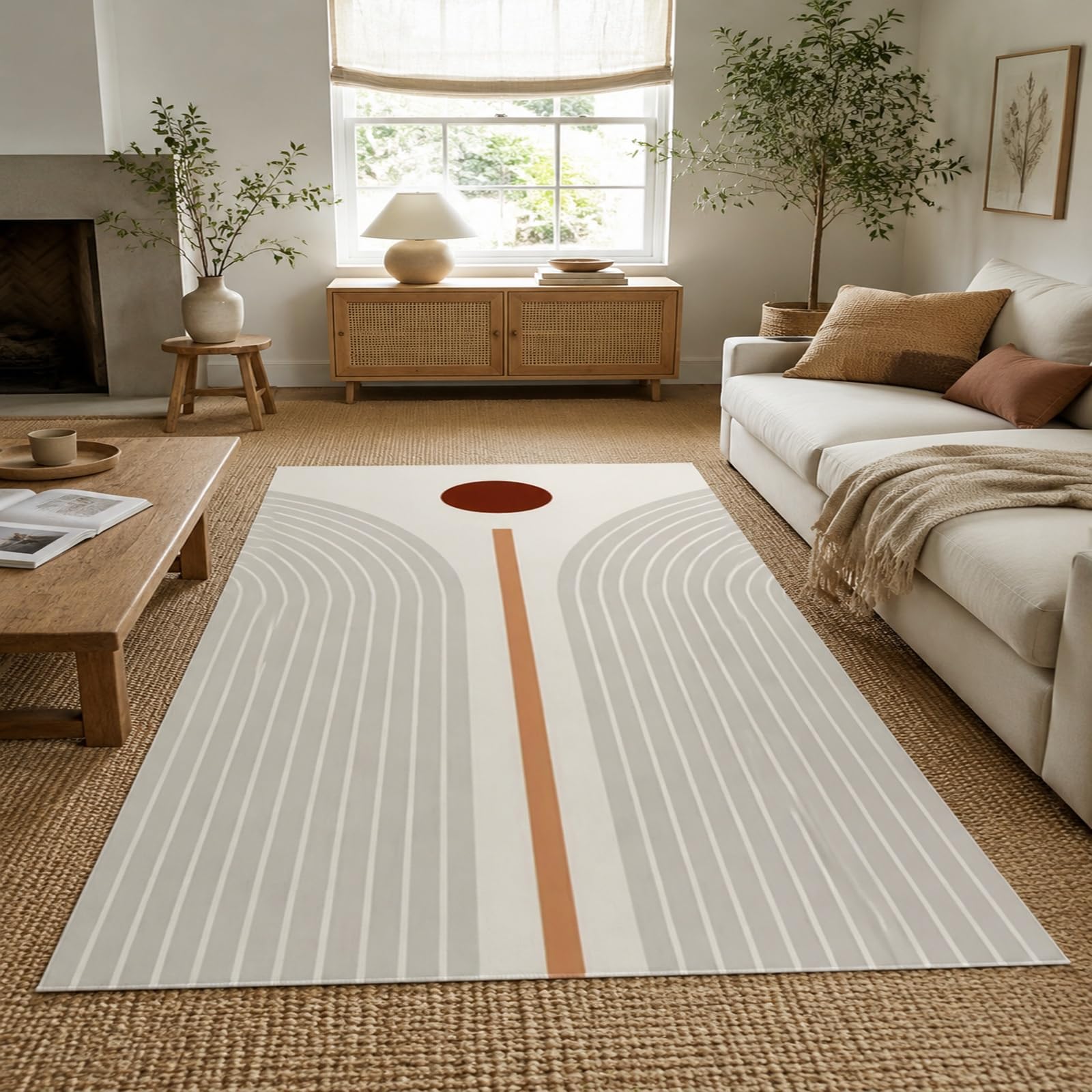 Tapis poils courts facile à nettoyer pour grand couloir et entrées beige et gris